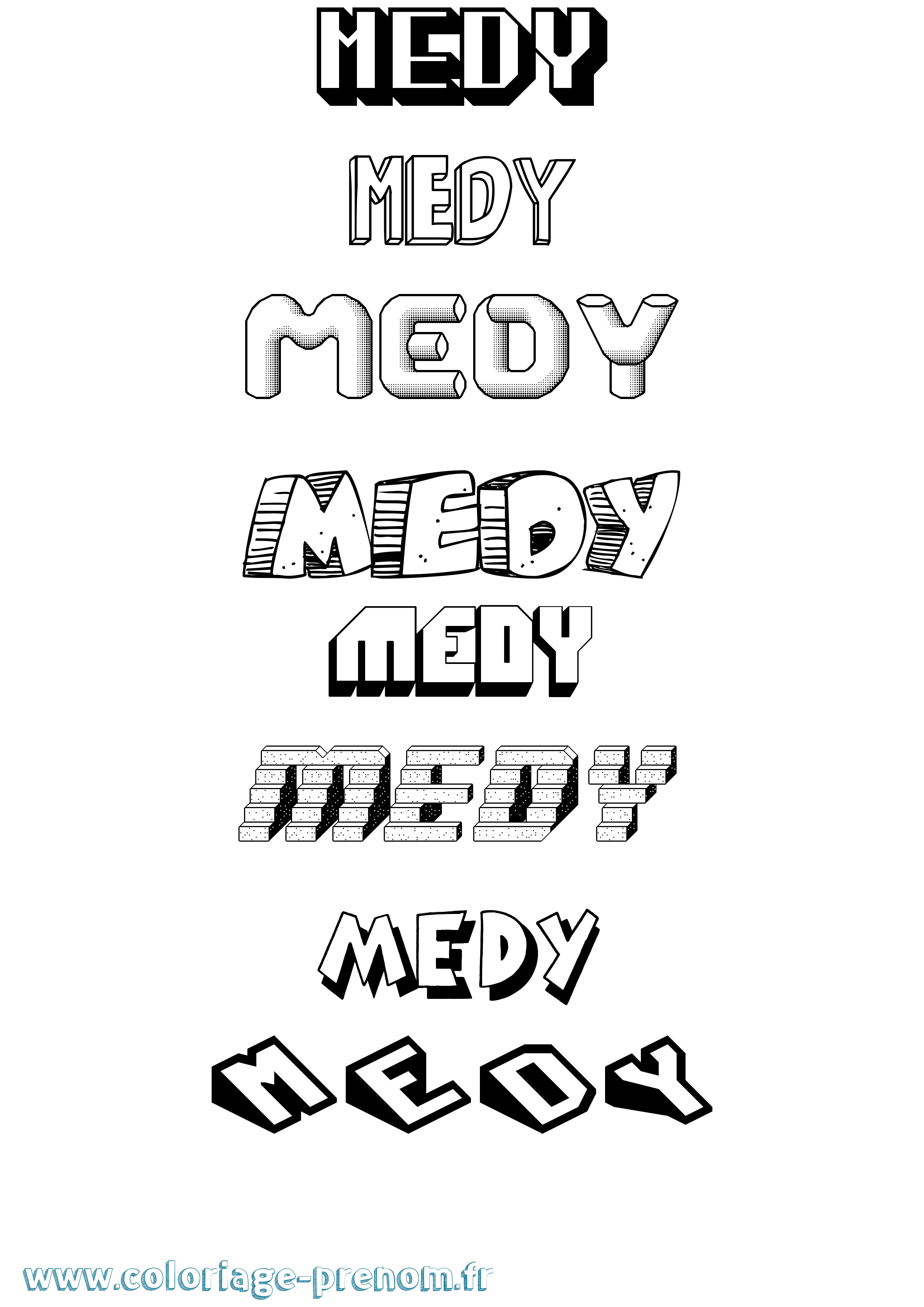 Coloriage Medy Effet 3D Coloriage prénom Medy Effet 3D