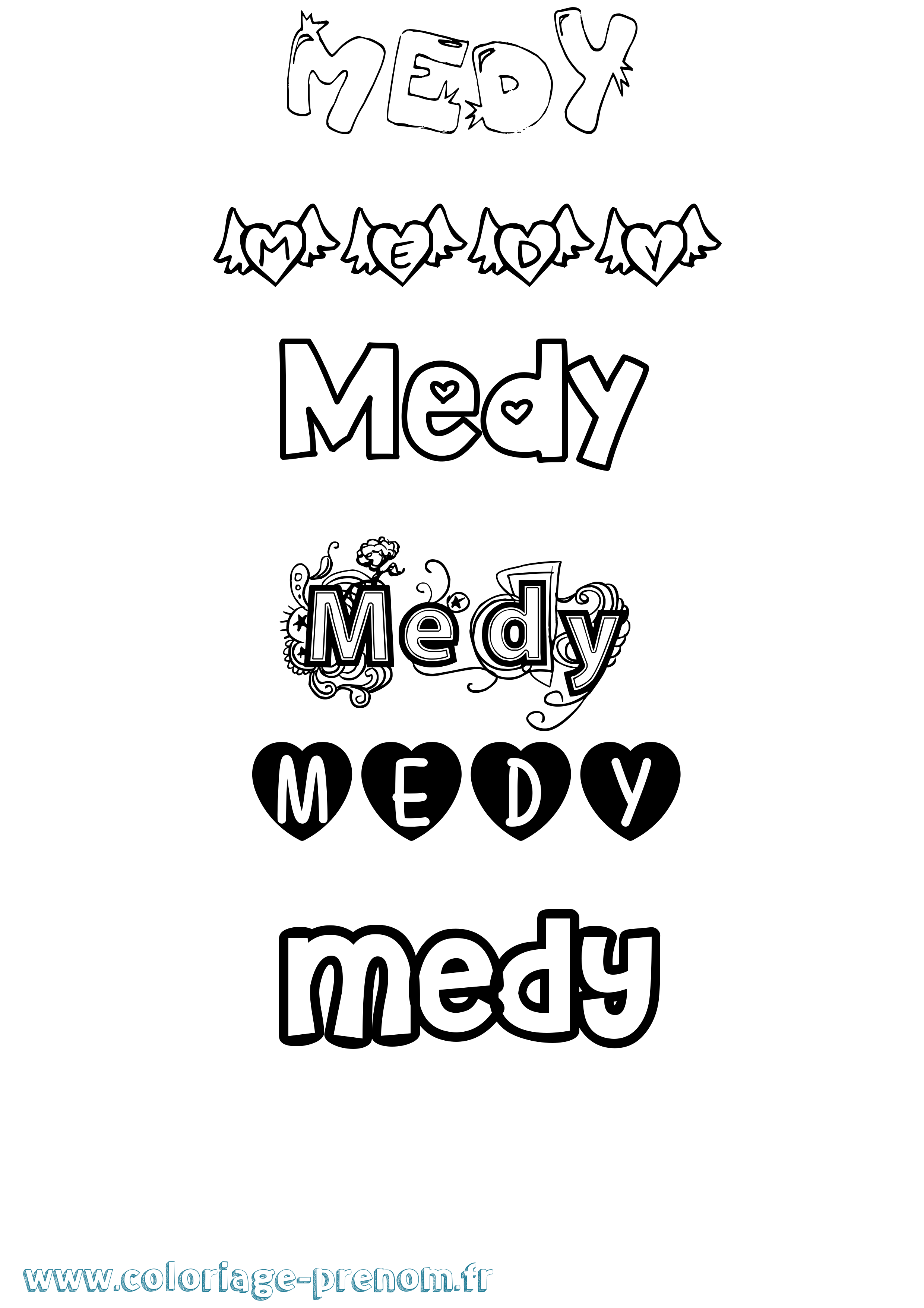 Coloriage Medy Girly Coloriage prénom Medy Girly