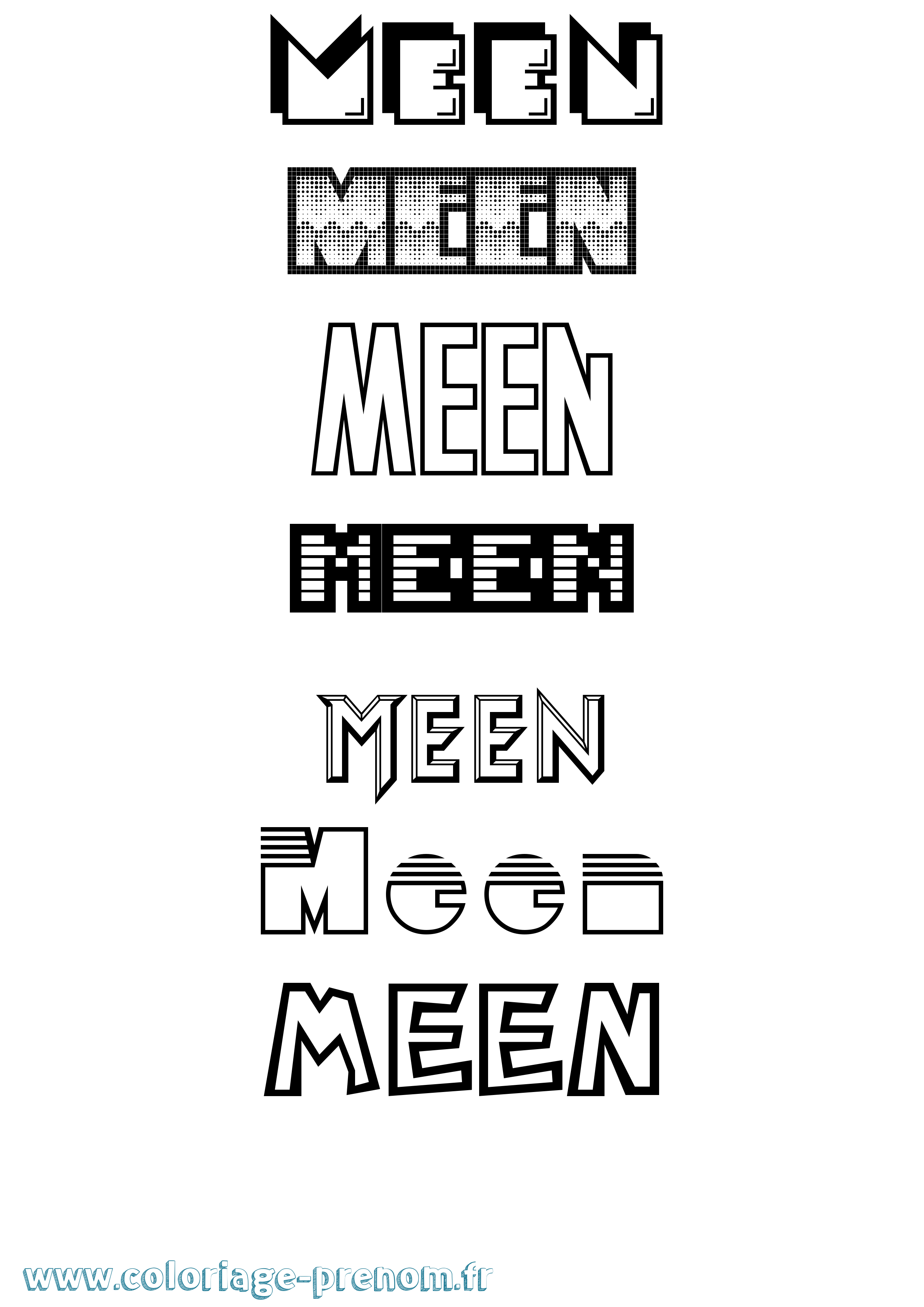 Coloriage Meen Jeux Vidéos Coloriage prénom Meen Jeux Vidéos