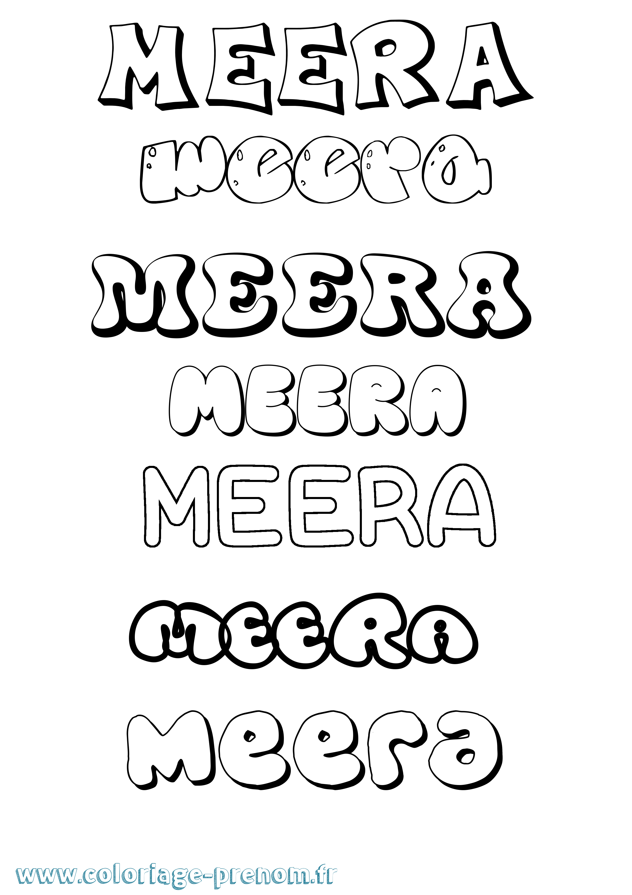 Coloriage Meera Bubble Coloriage prénom Meera Bubble