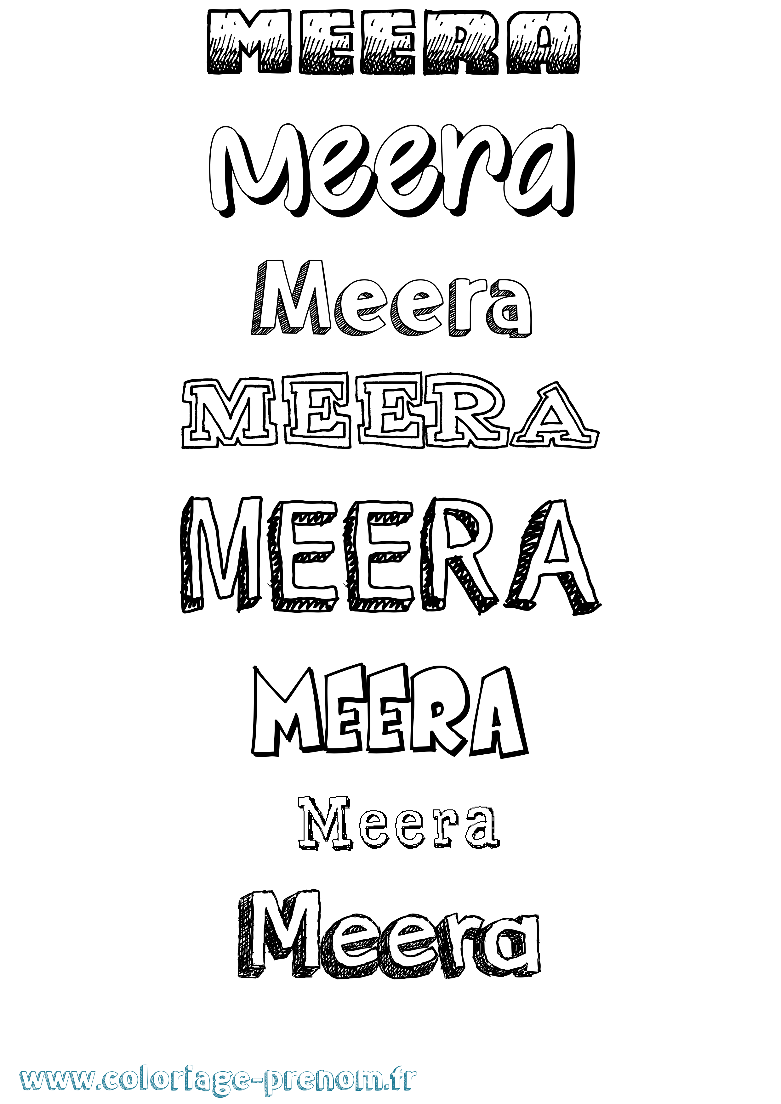 Coloriage Meera Dessiné Coloriage prénom Meera Dessiné