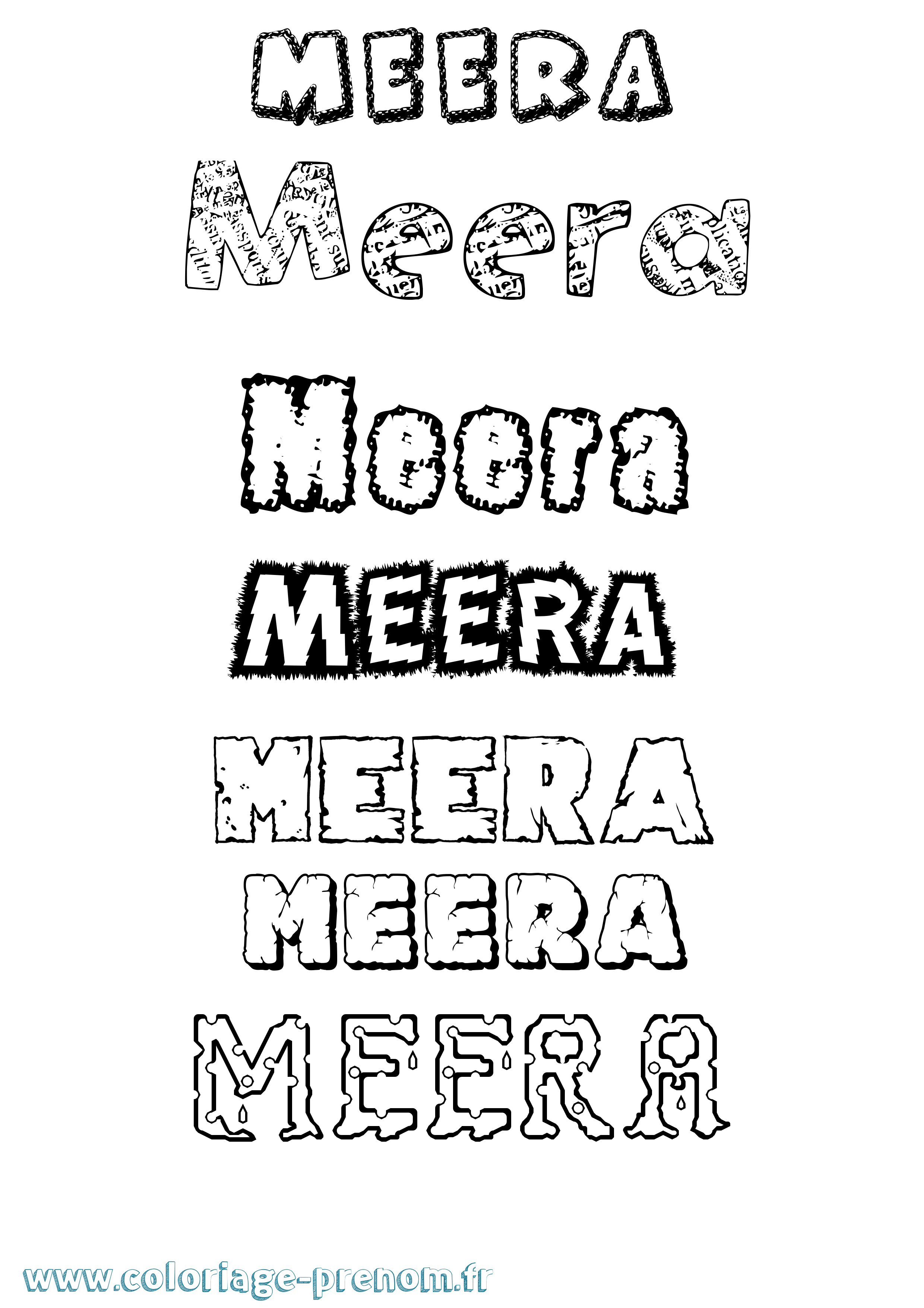Coloriage Meera Destructuré Coloriage prénom Meera Destructuré