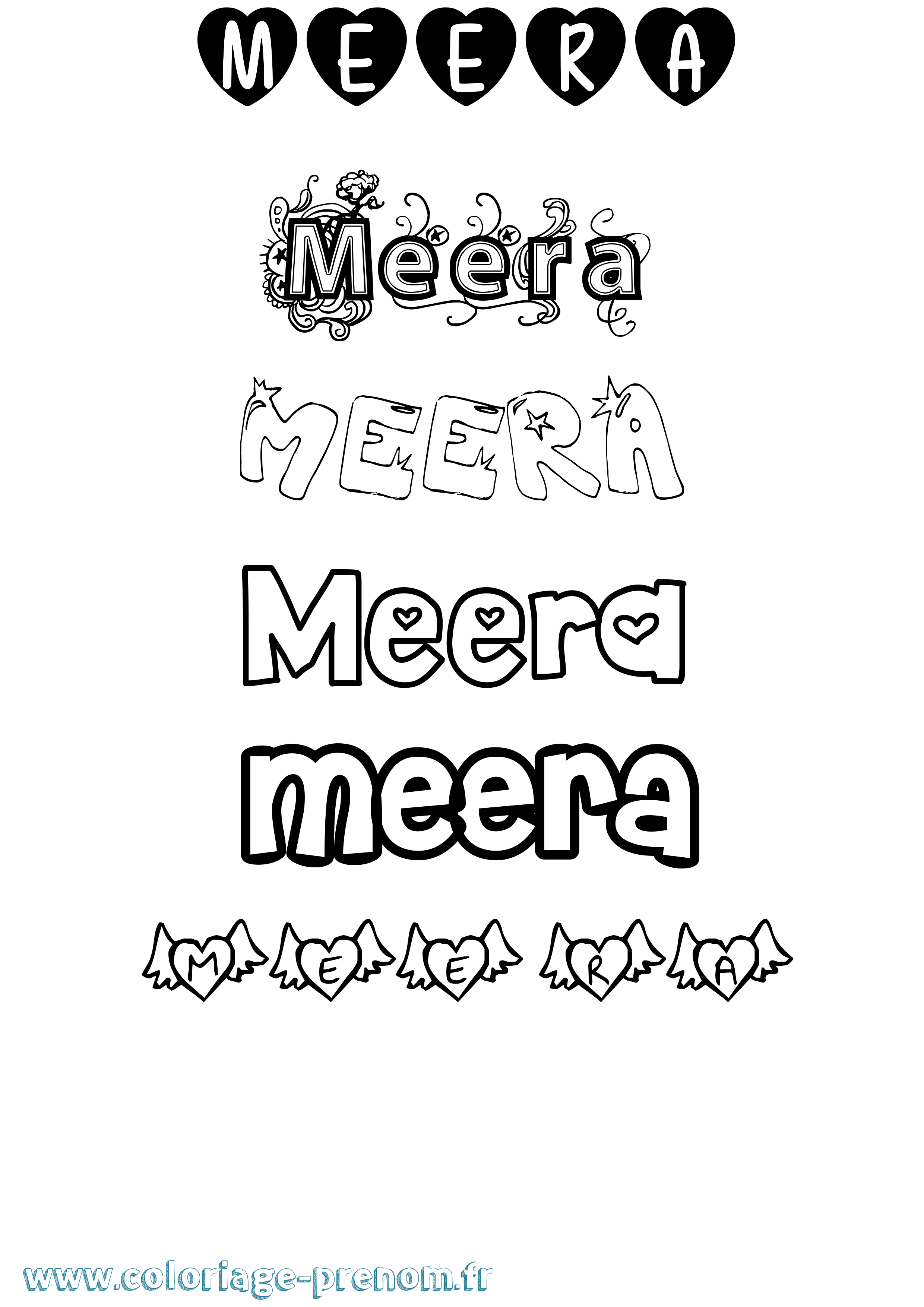 Coloriage Meera Girly Coloriage prénom Meera Girly