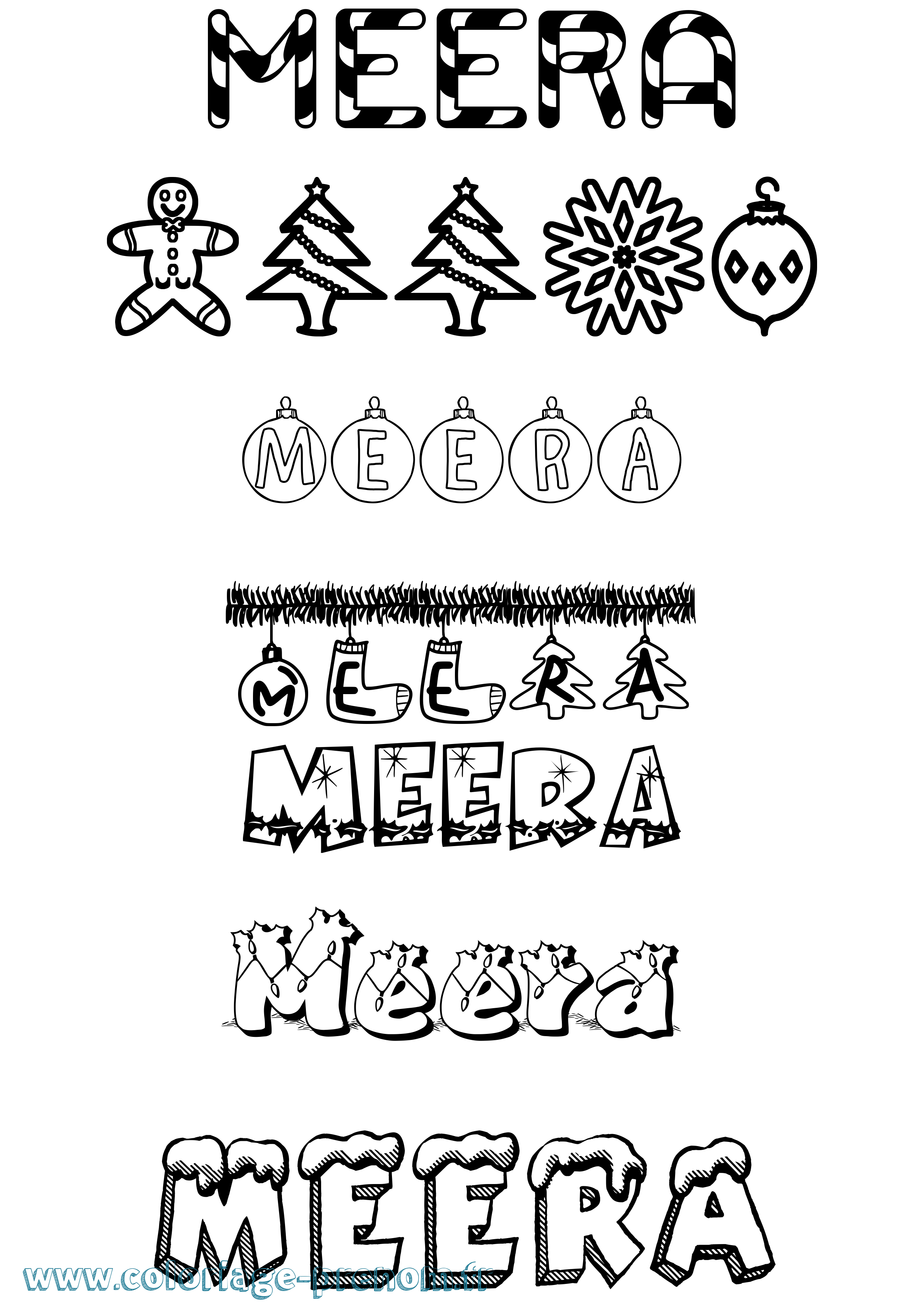 Coloriage Meera Noël Coloriage prénom Meera Noël