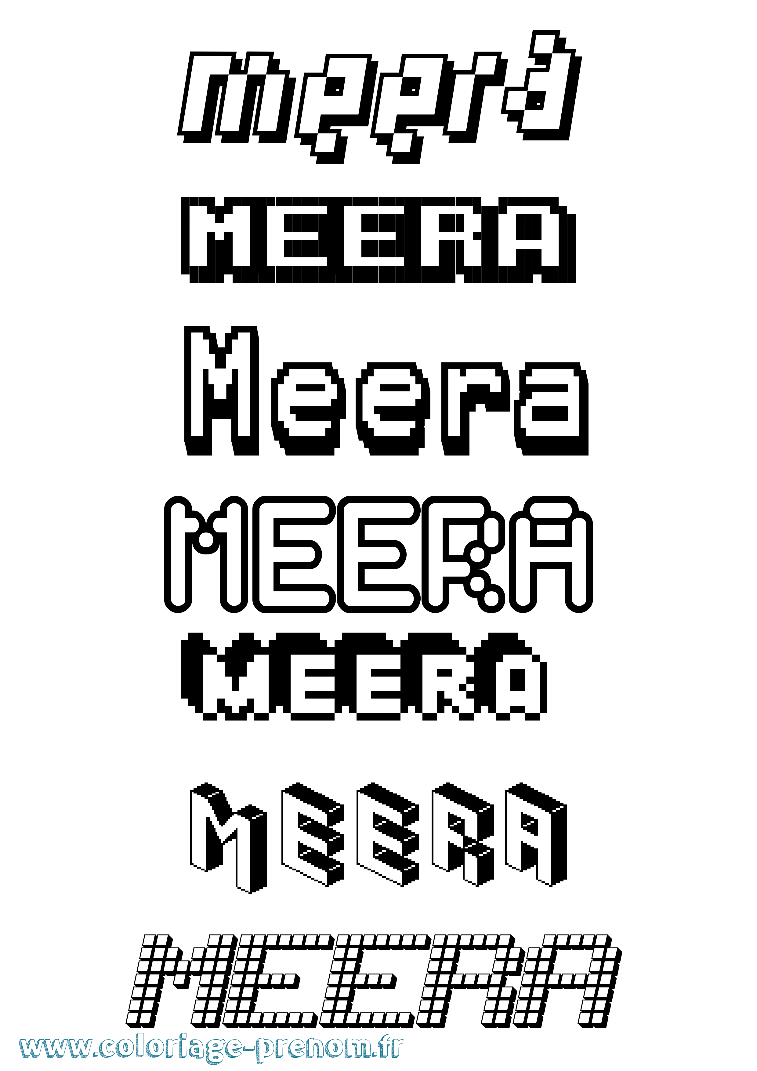 Coloriage Meera Pixel Coloriage prénom Meera Pixel