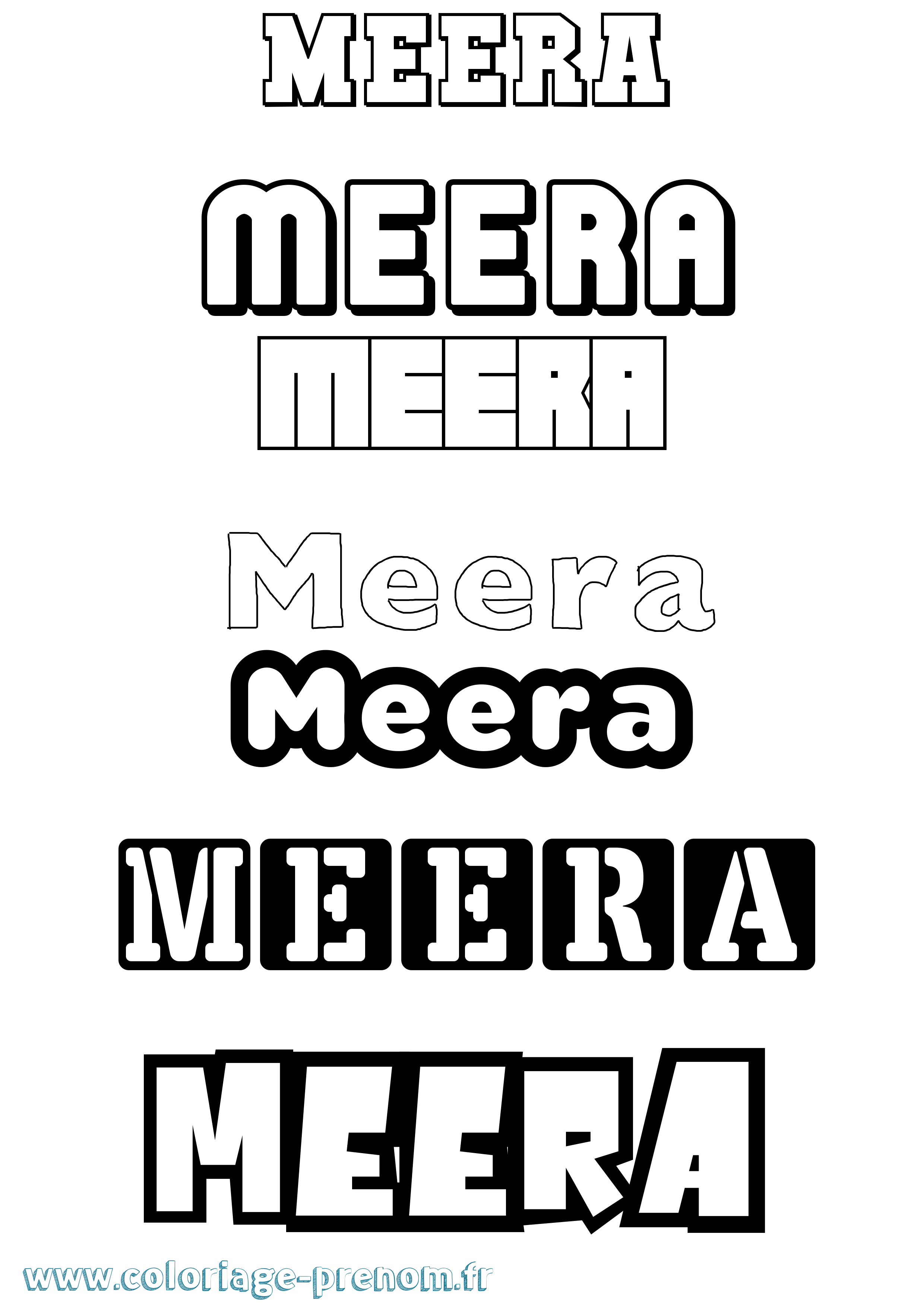 Coloriage Meera Simple Coloriage prénom Meera Simple