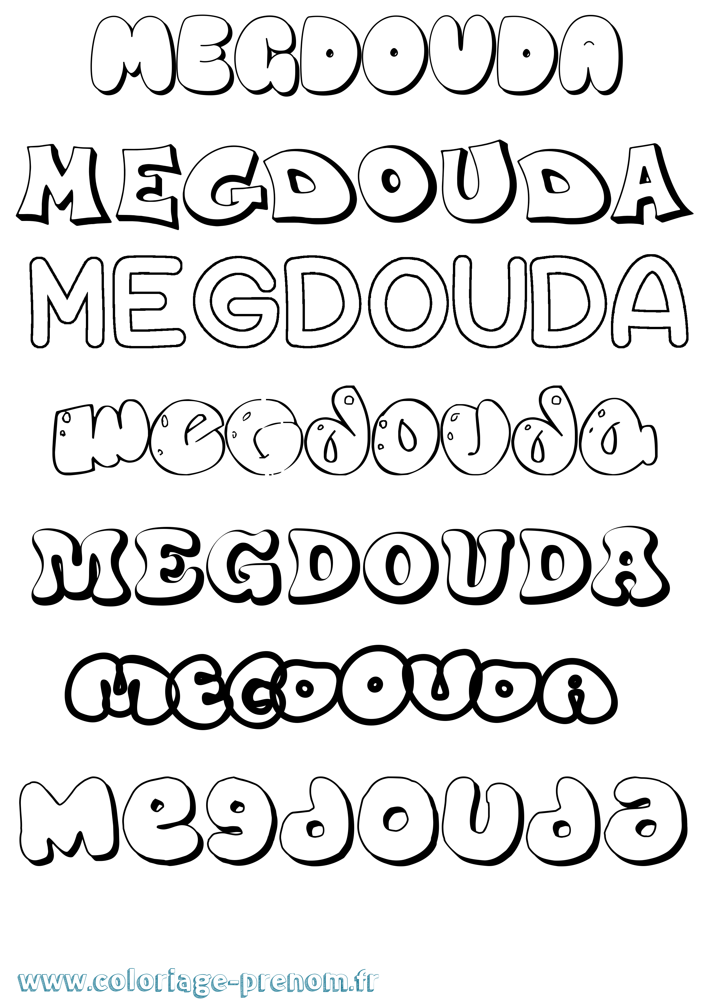Coloriage Megdouda Bubble Coloriage prénom Megdouda Bubble