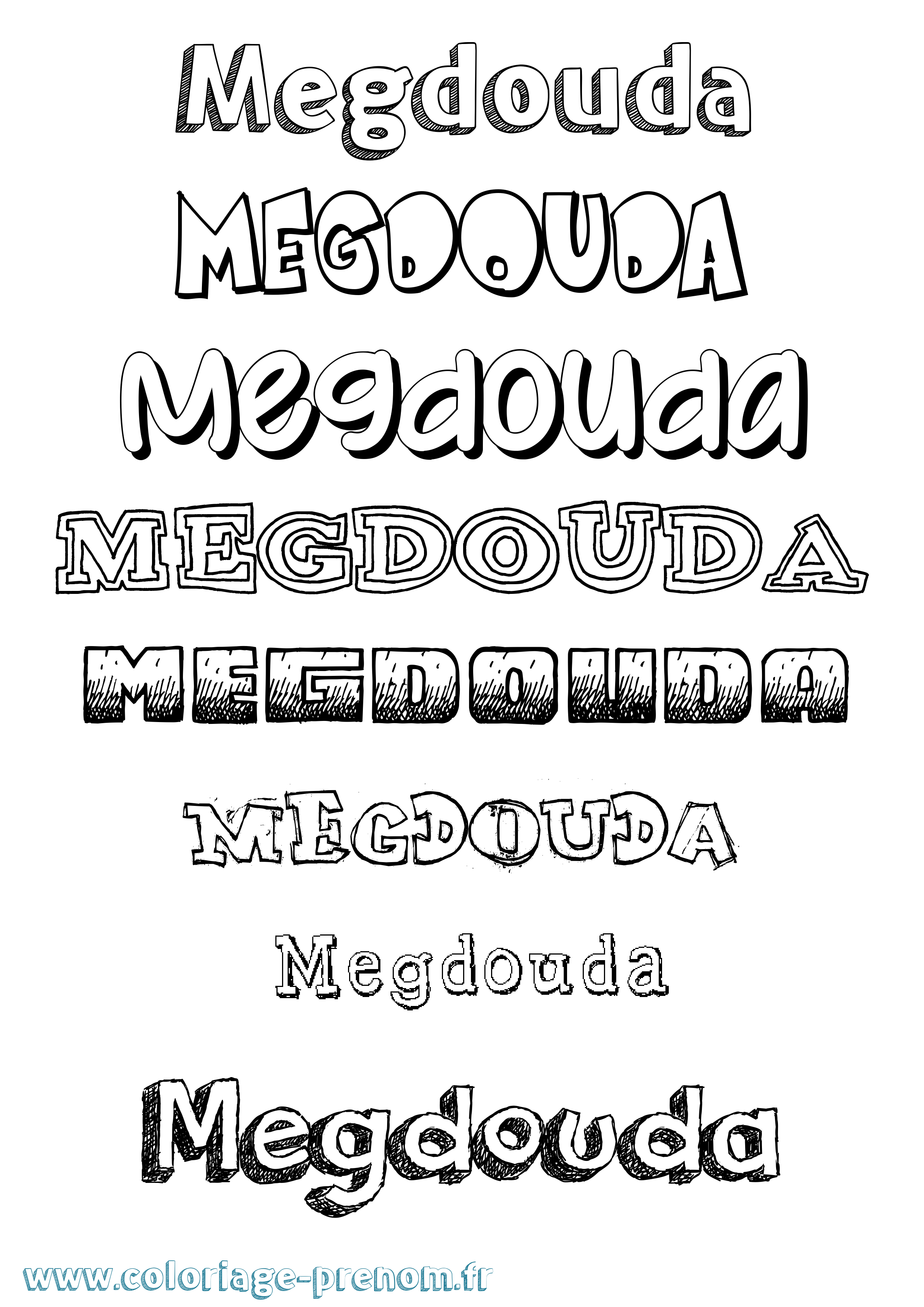 Coloriage Megdouda Dessiné Coloriage prénom Megdouda Dessiné