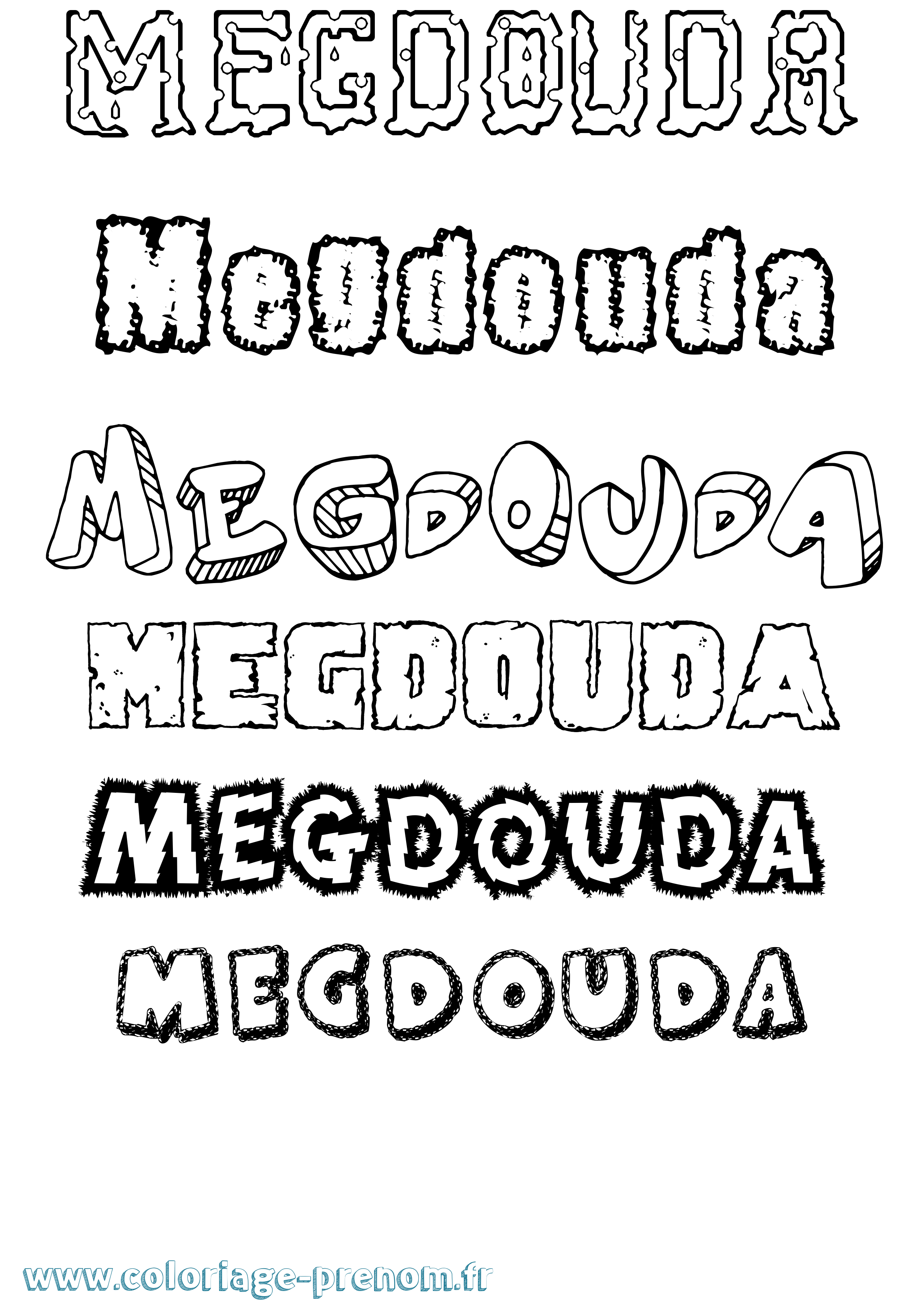 Coloriage Megdouda Destructuré Coloriage prénom Megdouda Destructuré