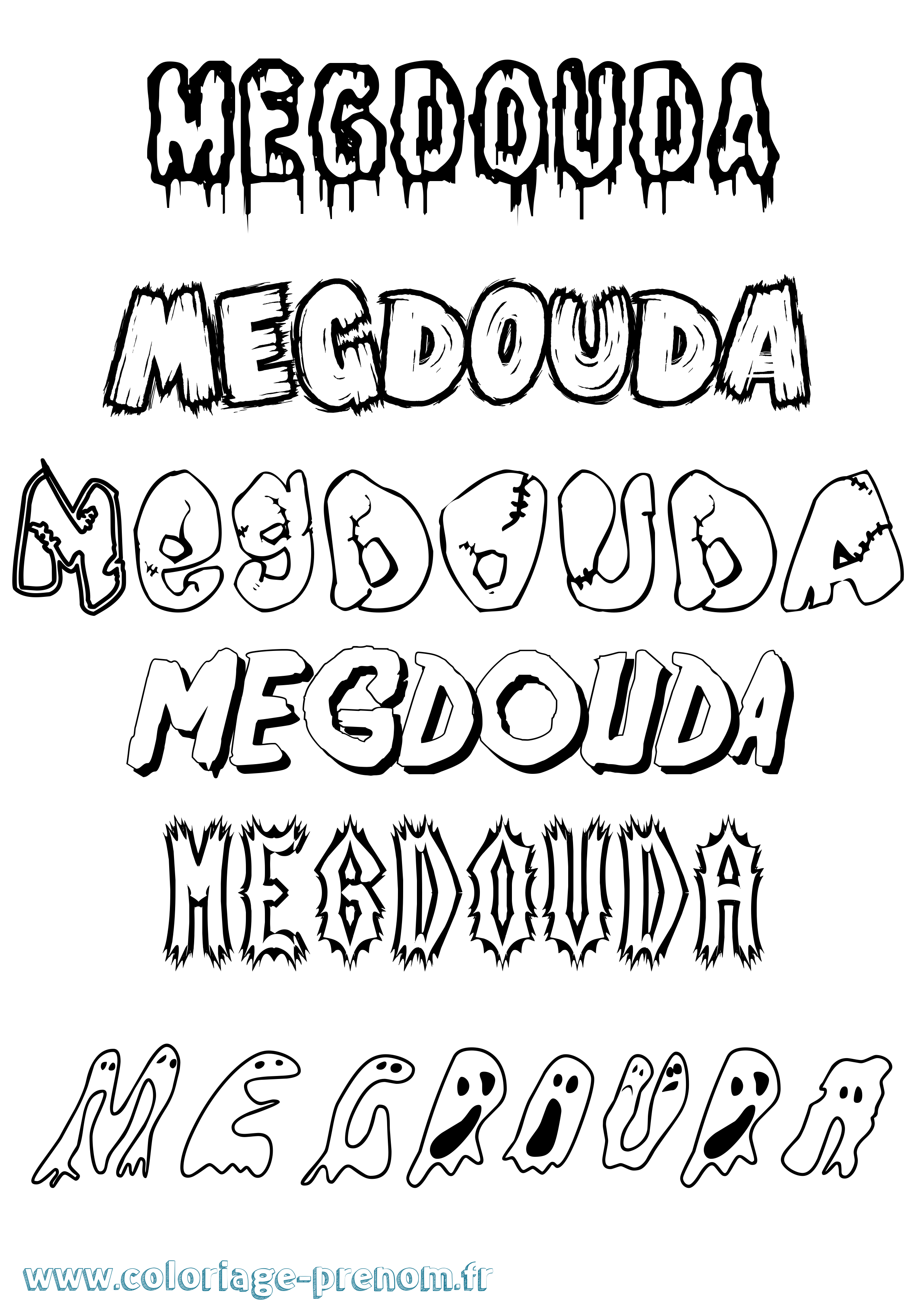 Coloriage Megdouda Frisson Coloriage prénom Megdouda Frisson
