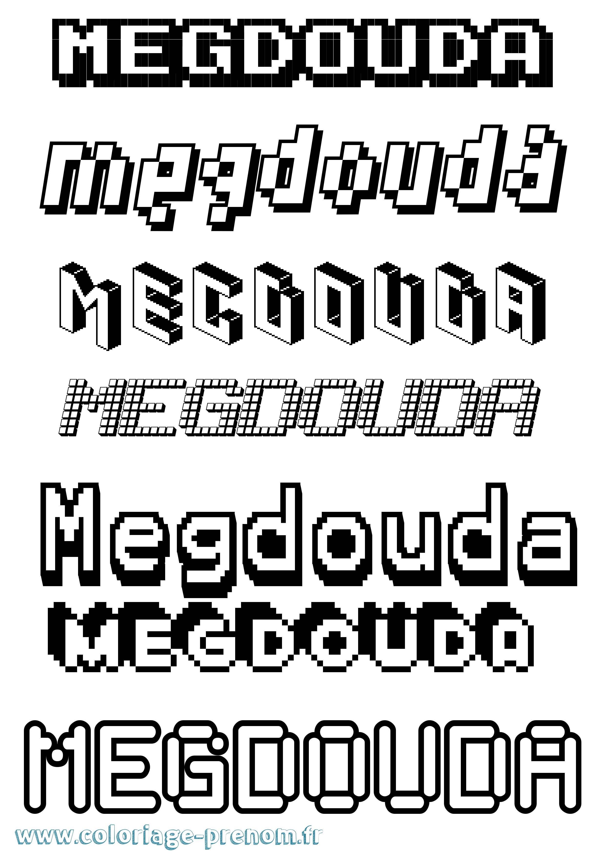 Coloriage Megdouda Pixel Coloriage prénom Megdouda Pixel