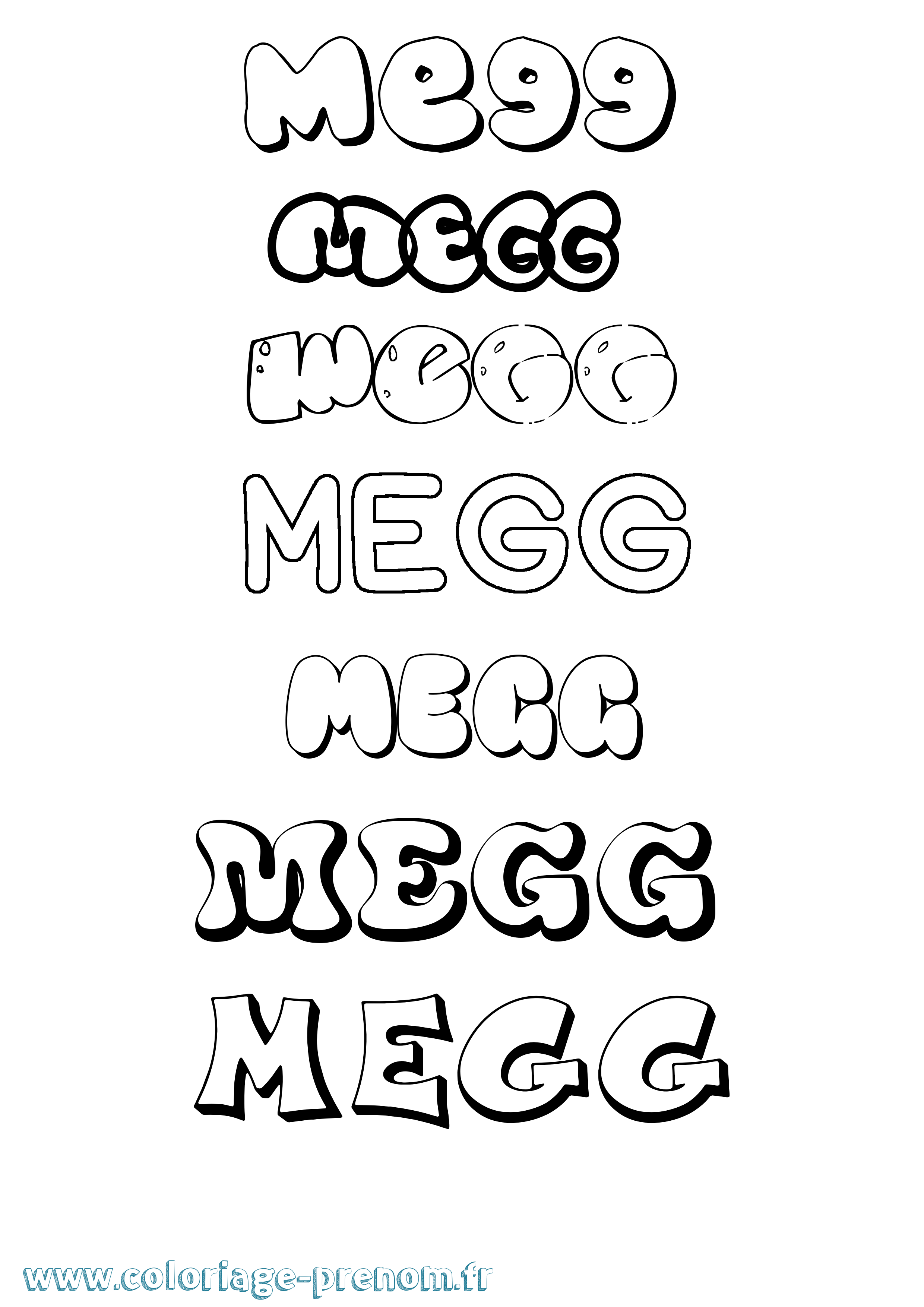Coloriage Megg Bubble Coloriage prénom Megg Bubble