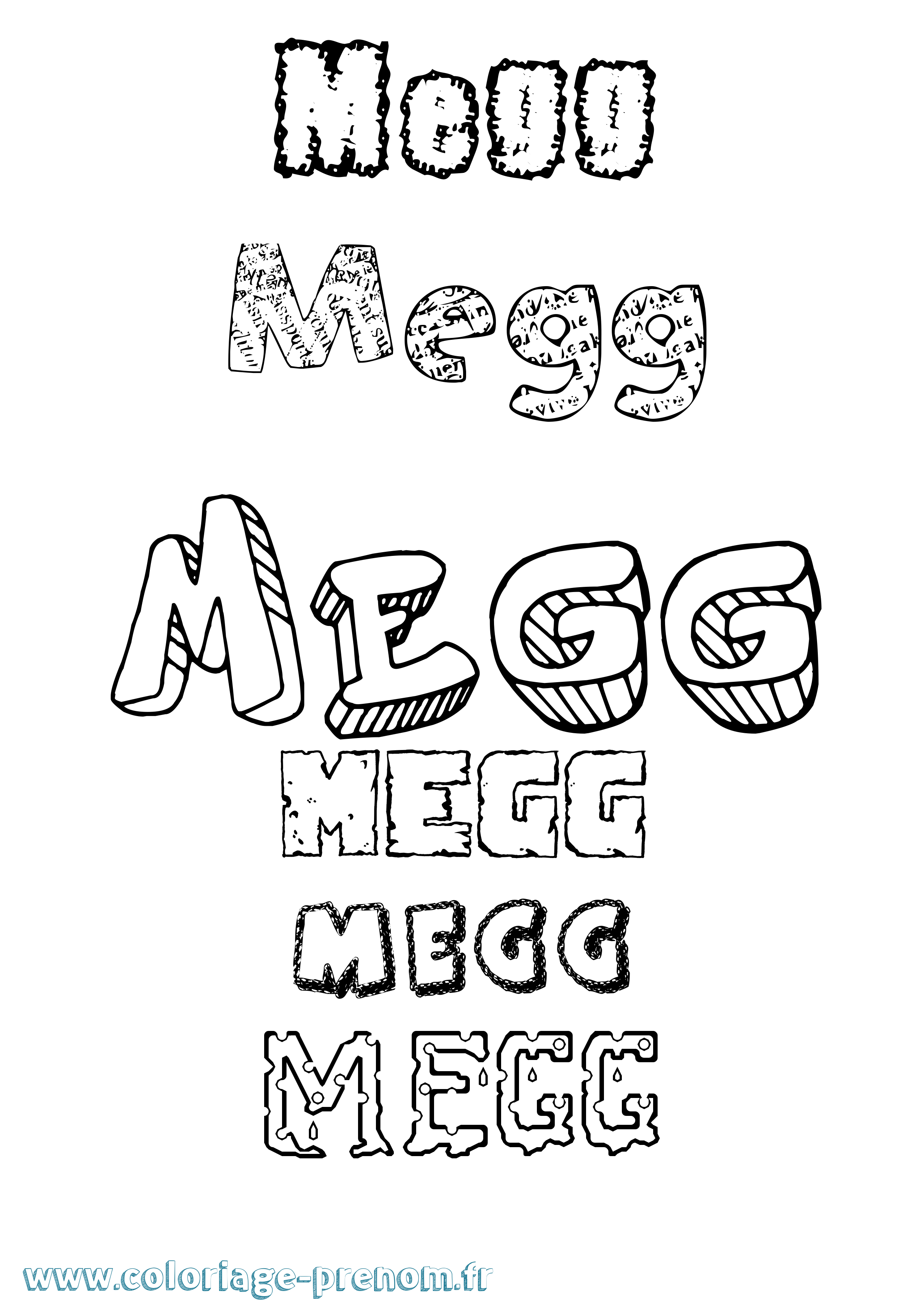 Coloriage Megg Destructuré Coloriage prénom Megg Destructuré