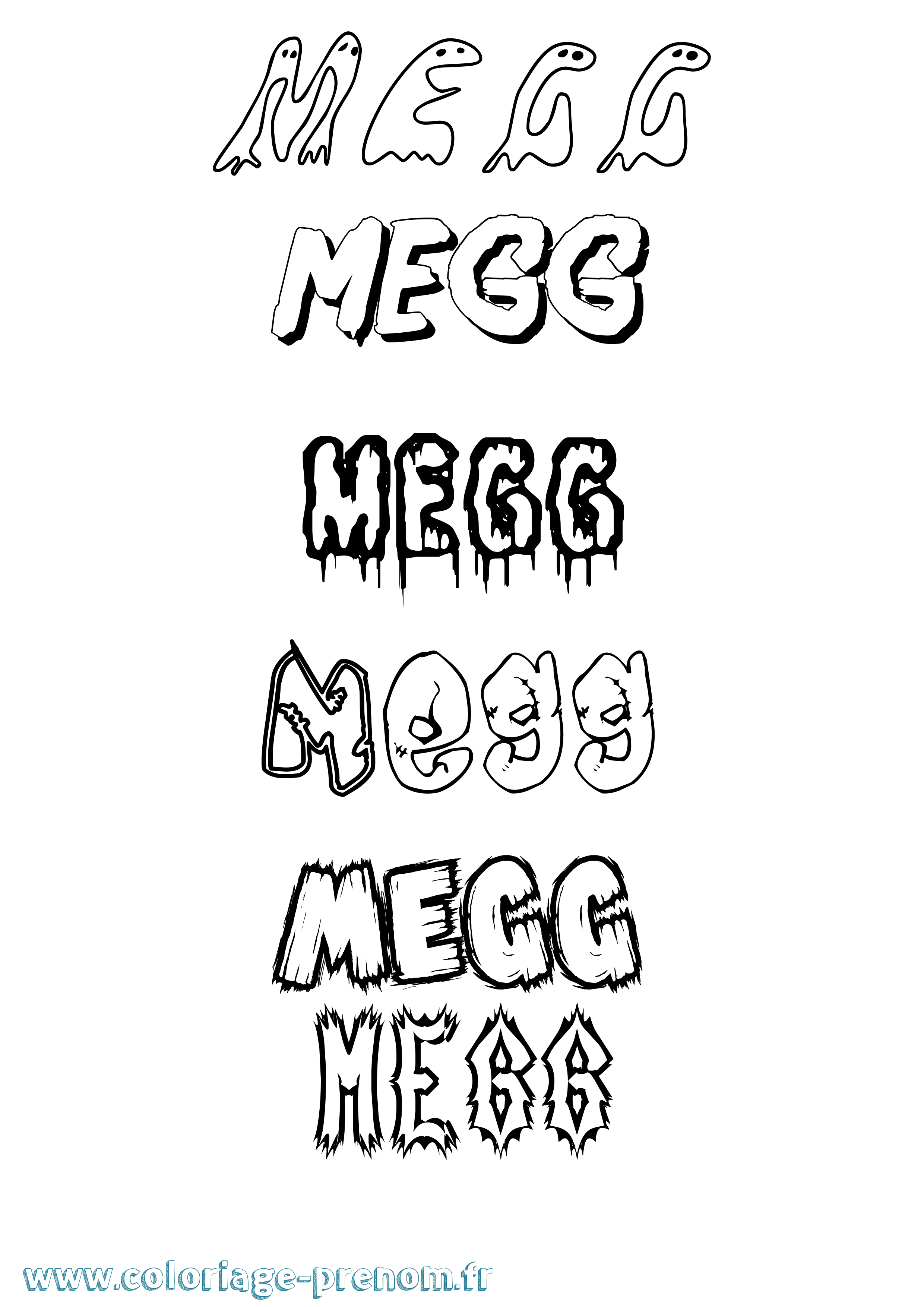 Coloriage Megg Frisson Coloriage prénom Megg Frisson