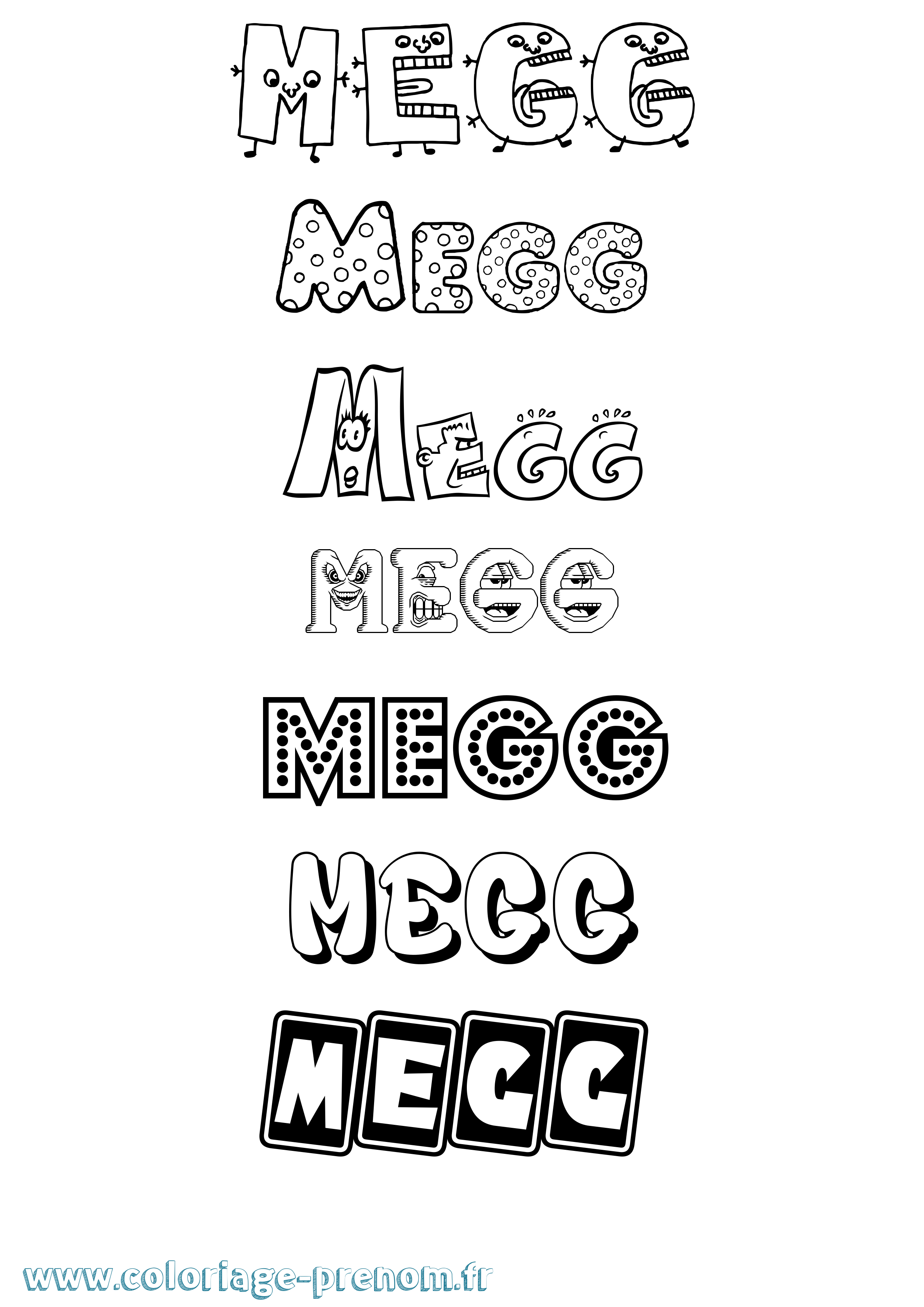 Coloriage Megg Fun Coloriage prénom Megg Fun