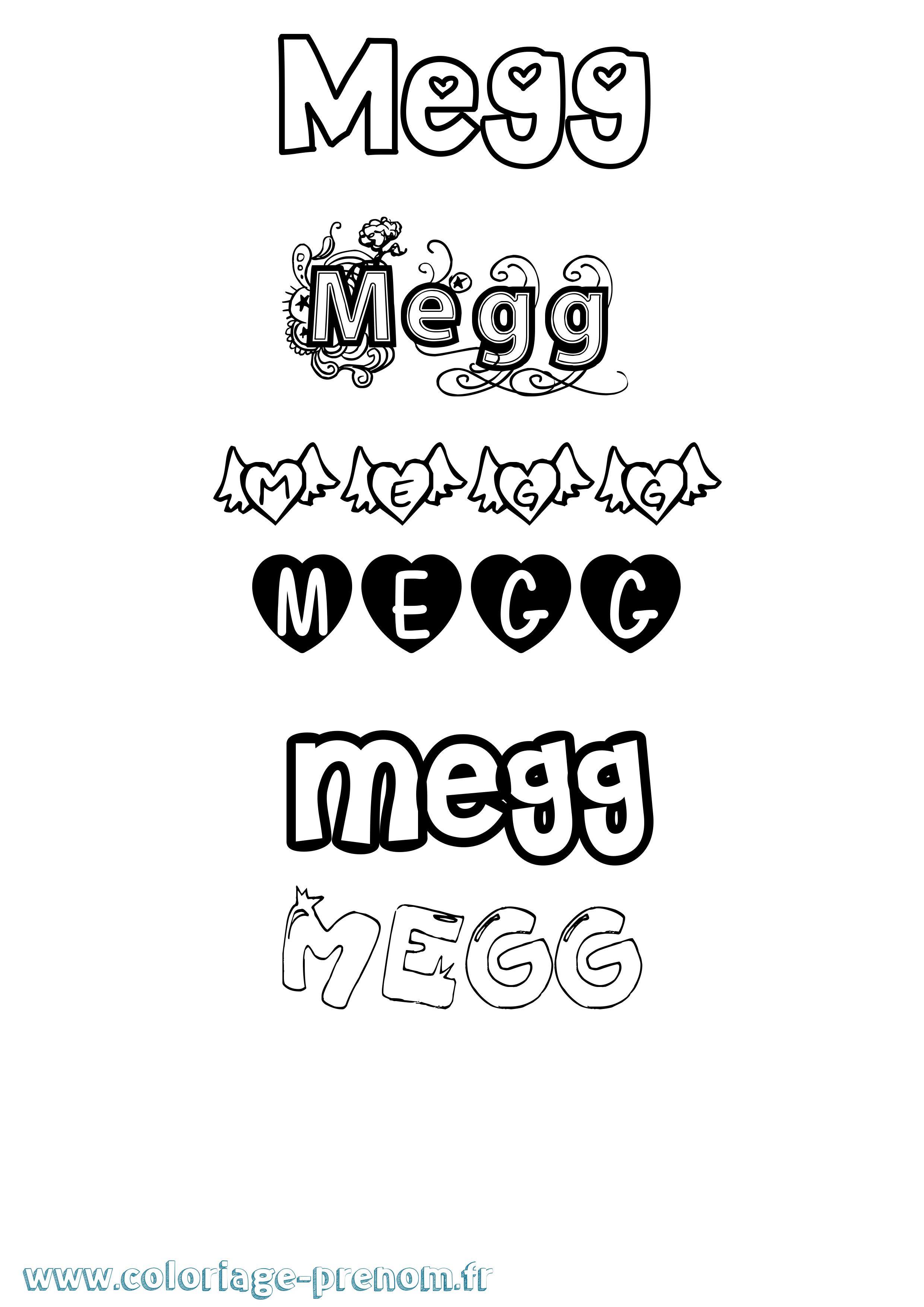 Coloriage Megg Girly Coloriage prénom Megg Girly