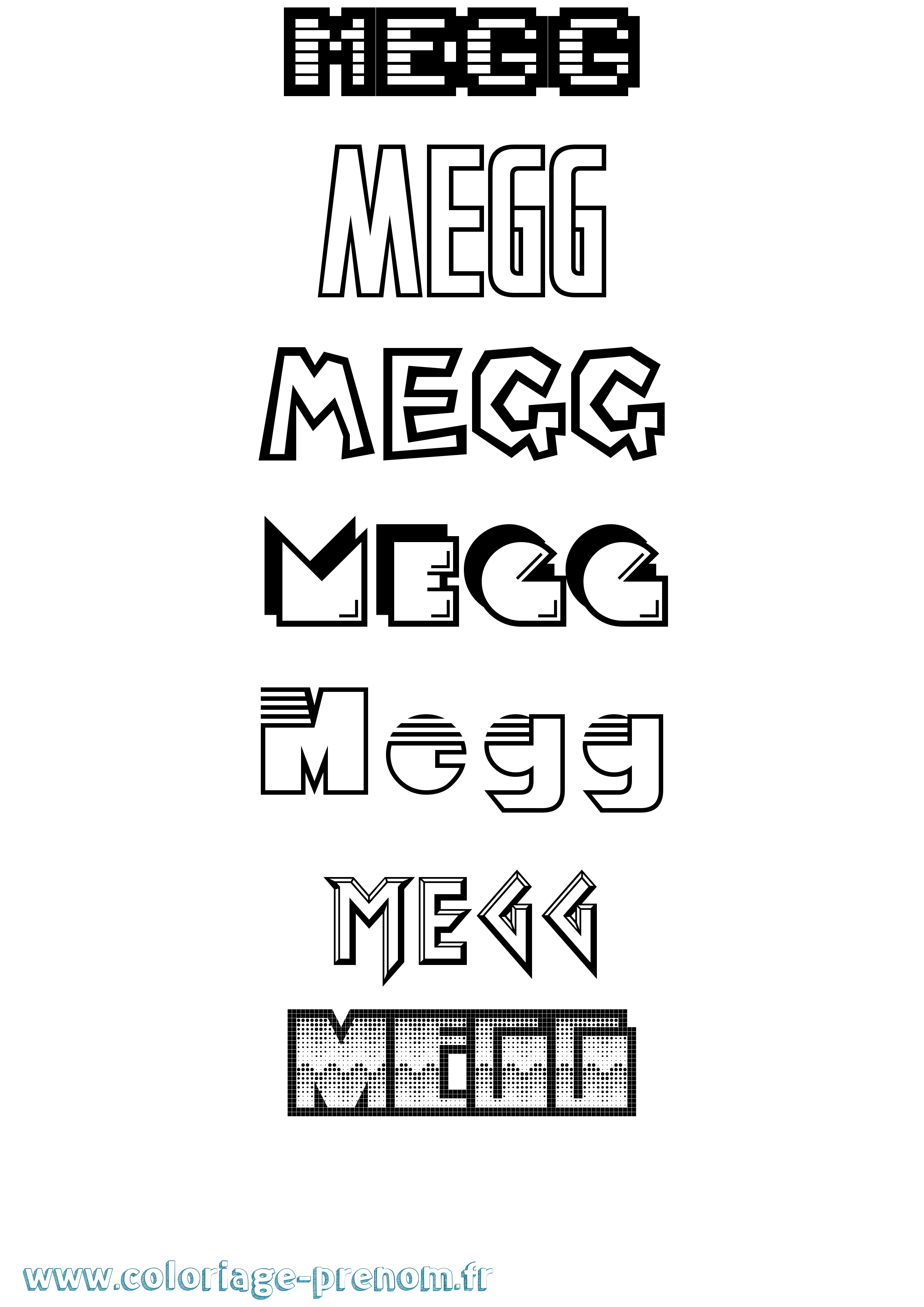 Coloriage Megg Jeux Vidéos Coloriage prénom Megg Jeux Vidéos
