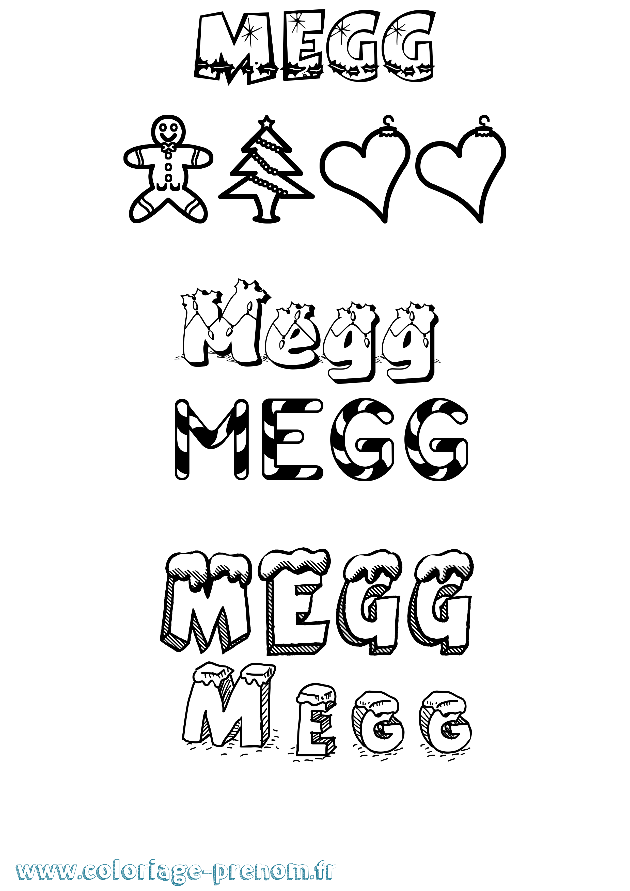 Coloriage Megg Noël Coloriage prénom Megg Noël