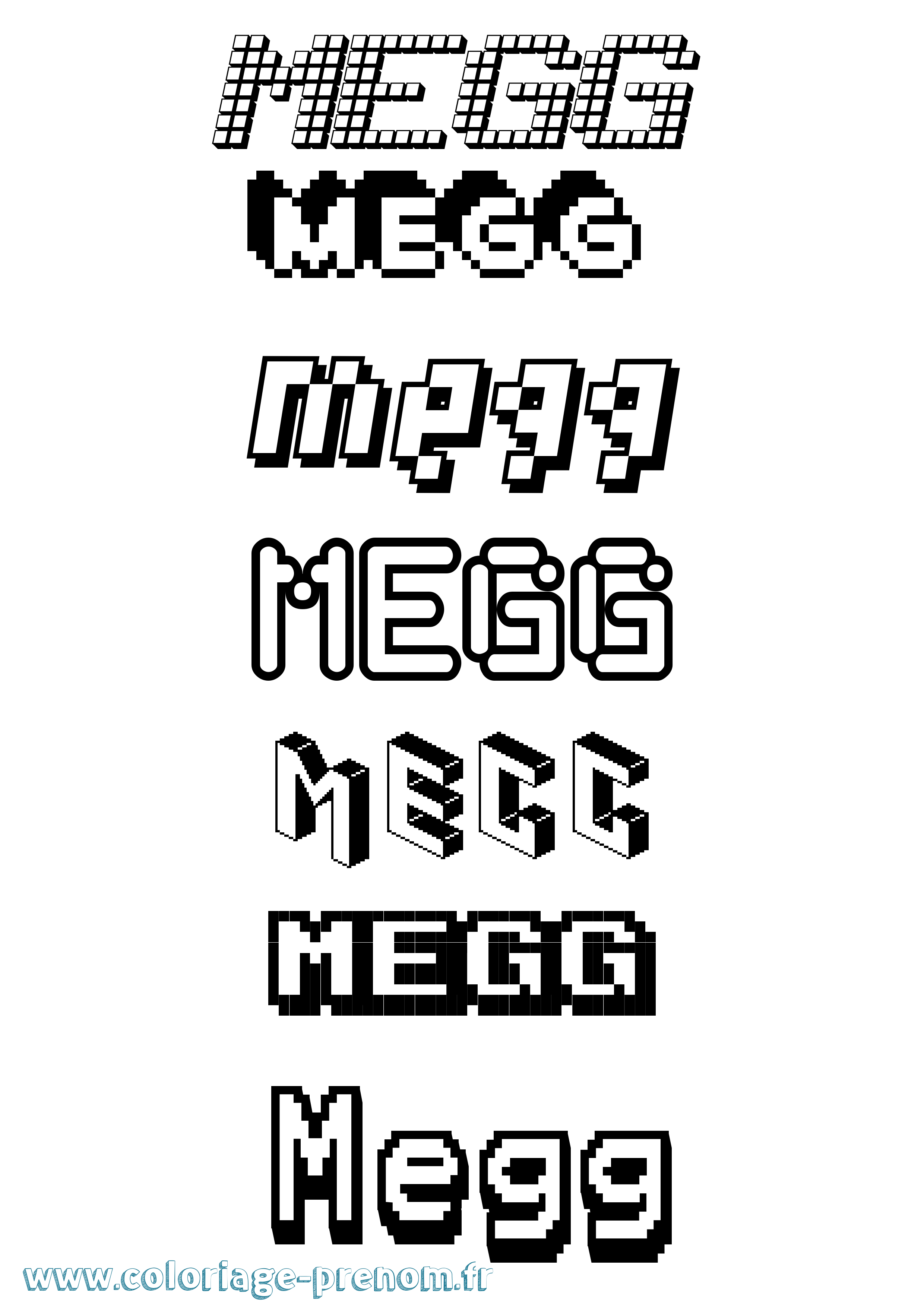 Coloriage Megg Pixel Coloriage prénom Megg Pixel
