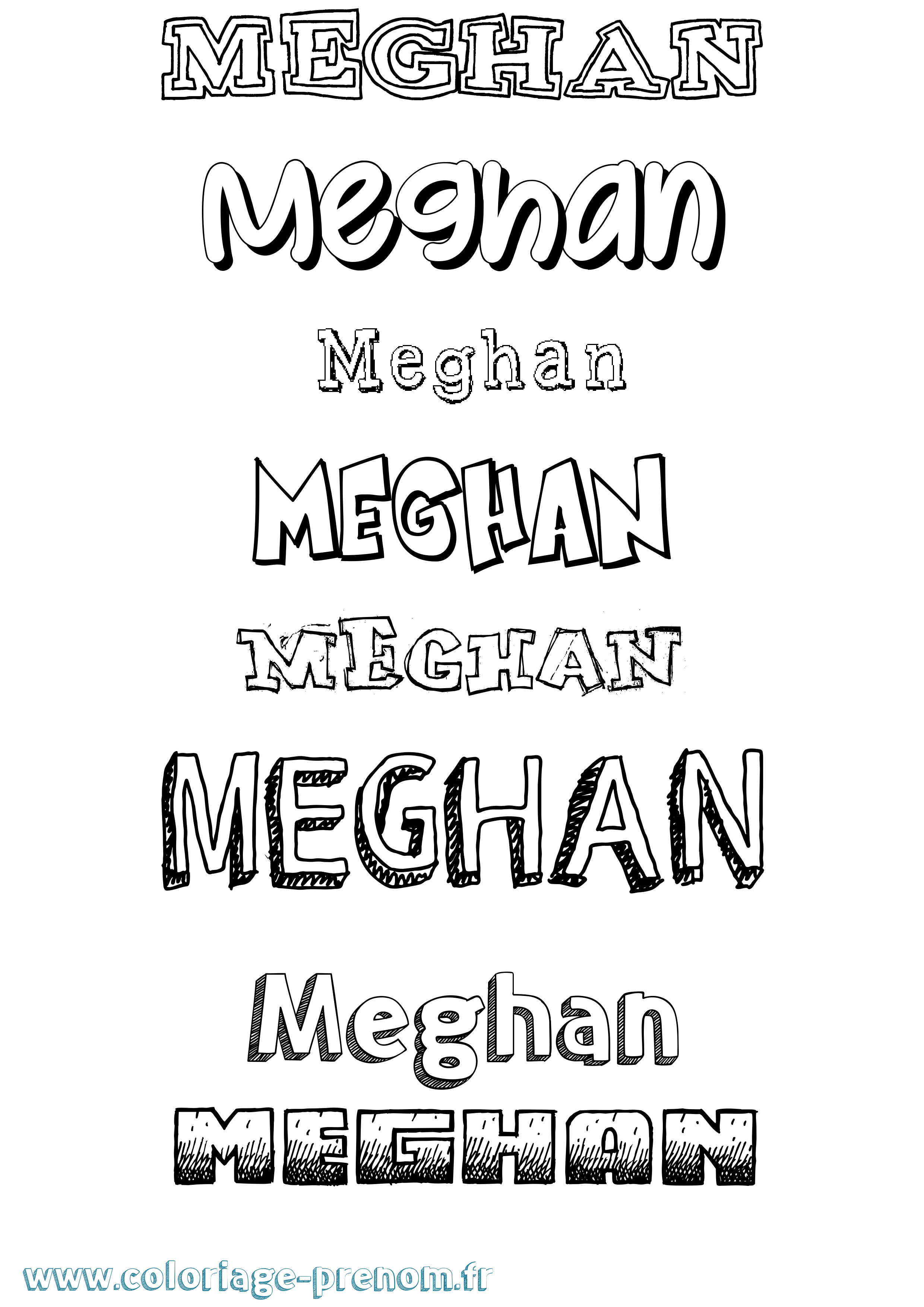 Coloriage Meghan Dessiné Coloriage prénom Meghan Dessiné
