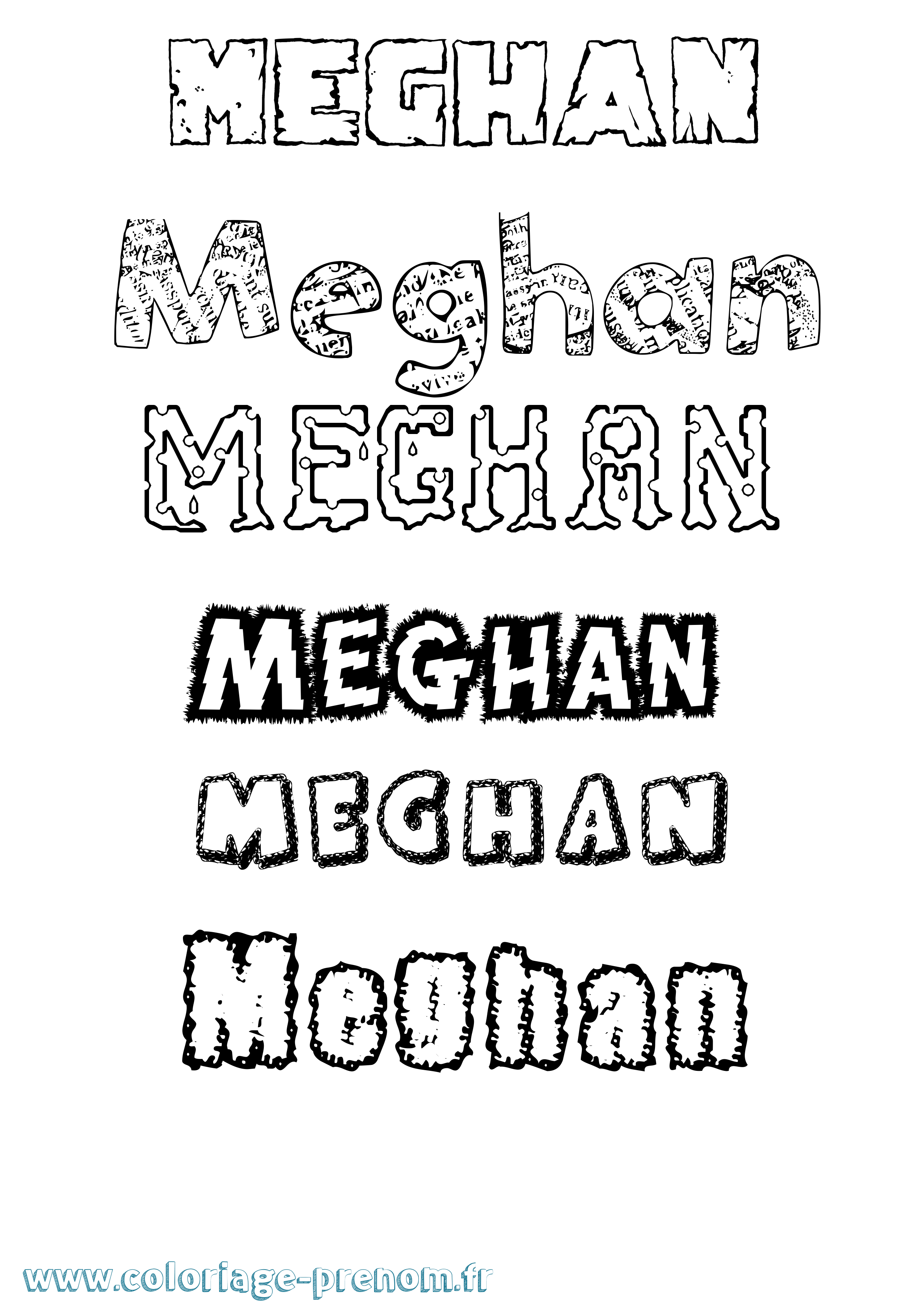 Coloriage Meghan Destructuré Coloriage prénom Meghan Destructuré