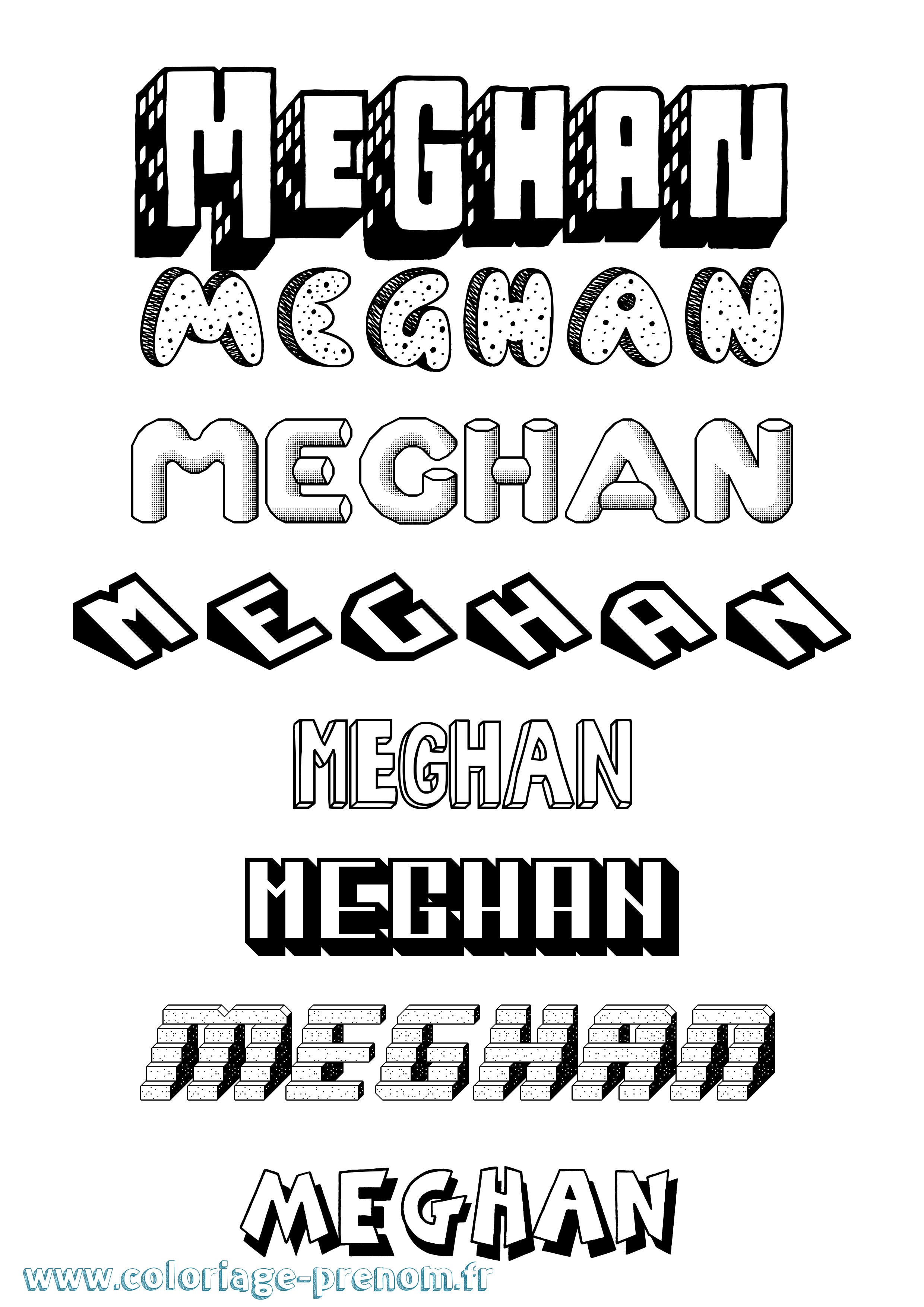 Coloriage Meghan Effet 3D Coloriage prénom Meghan Effet 3D