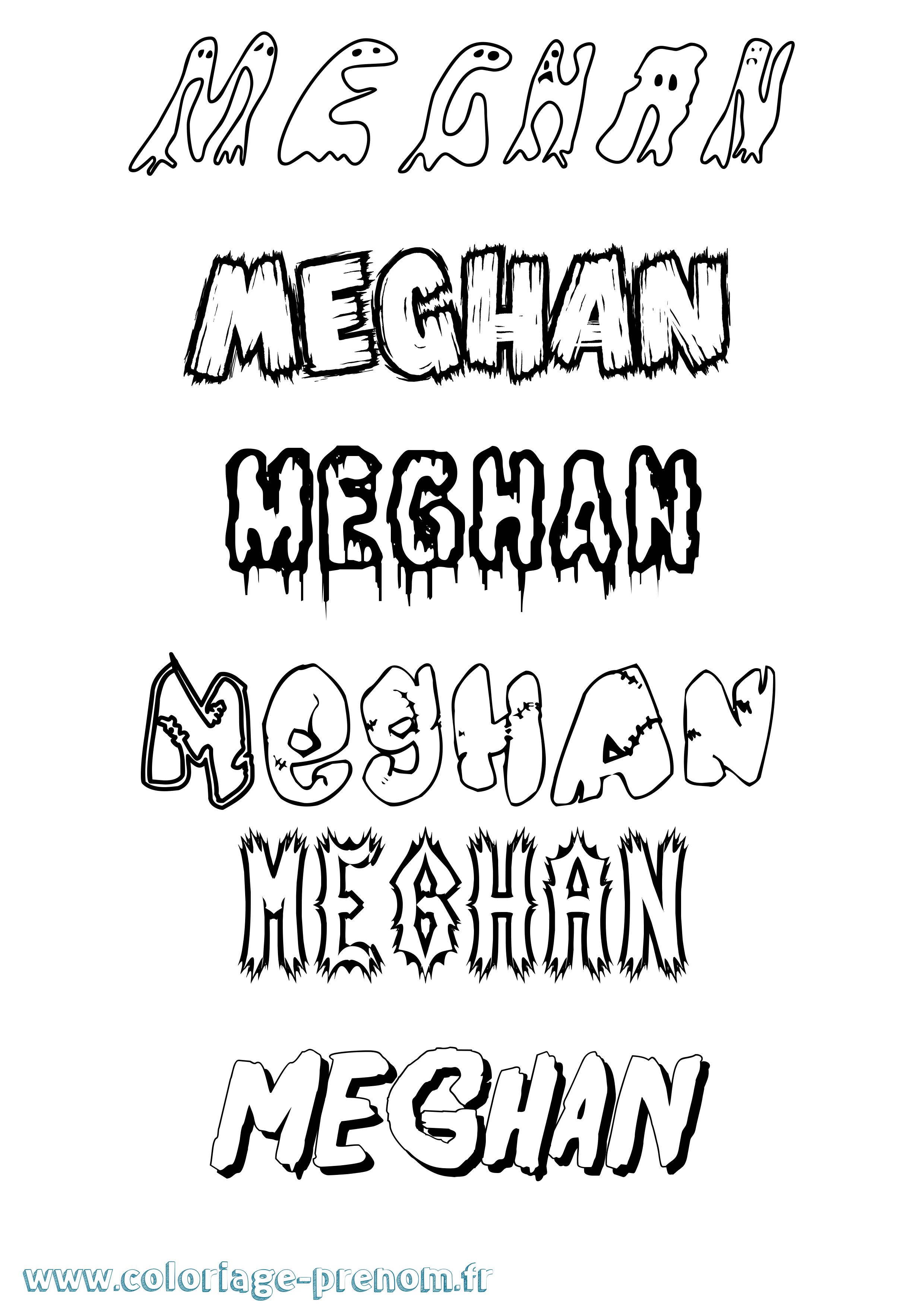 Coloriage Meghan Frisson Coloriage prénom Meghan Frisson