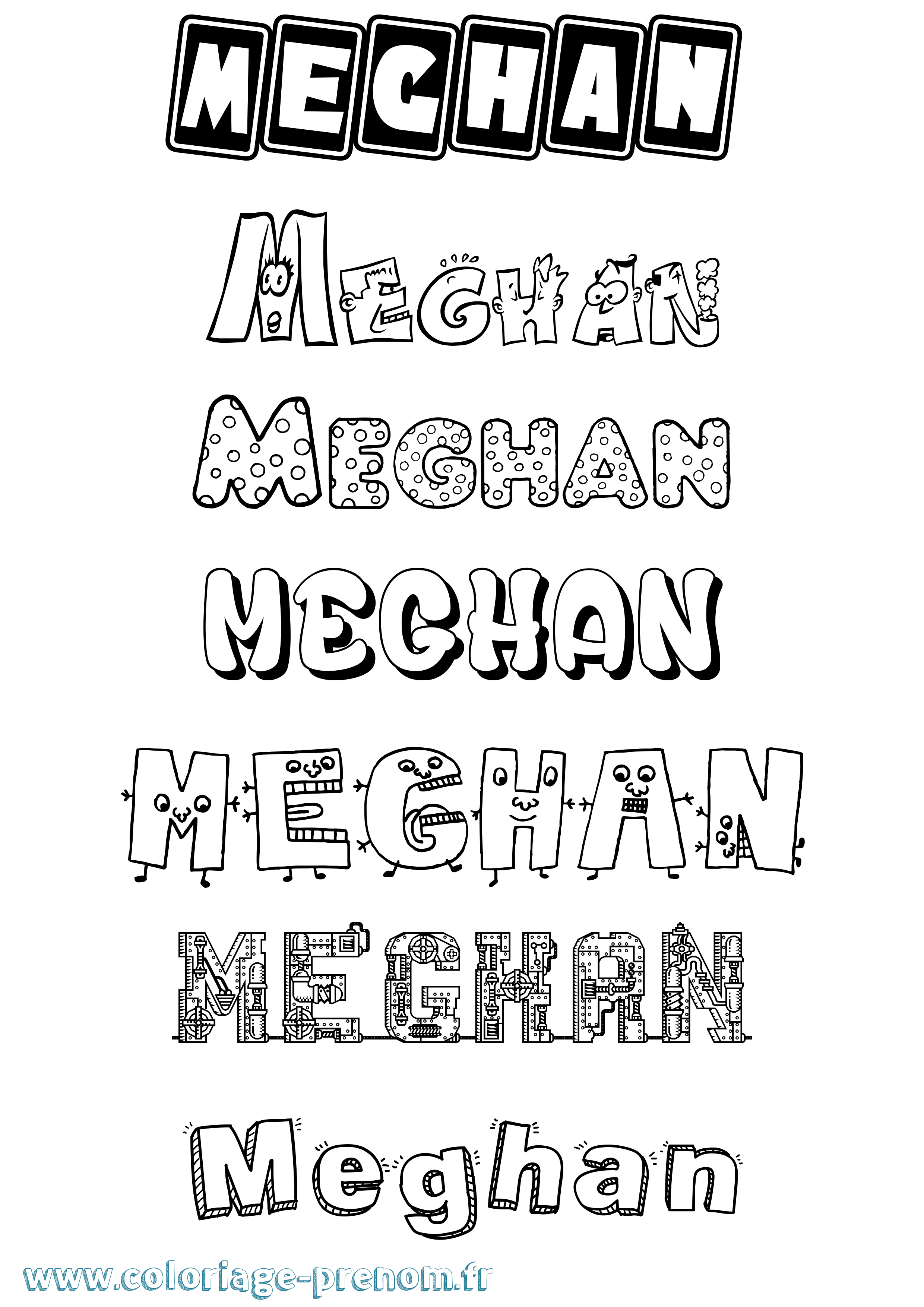 Coloriage Meghan Fun Coloriage prénom Meghan Fun