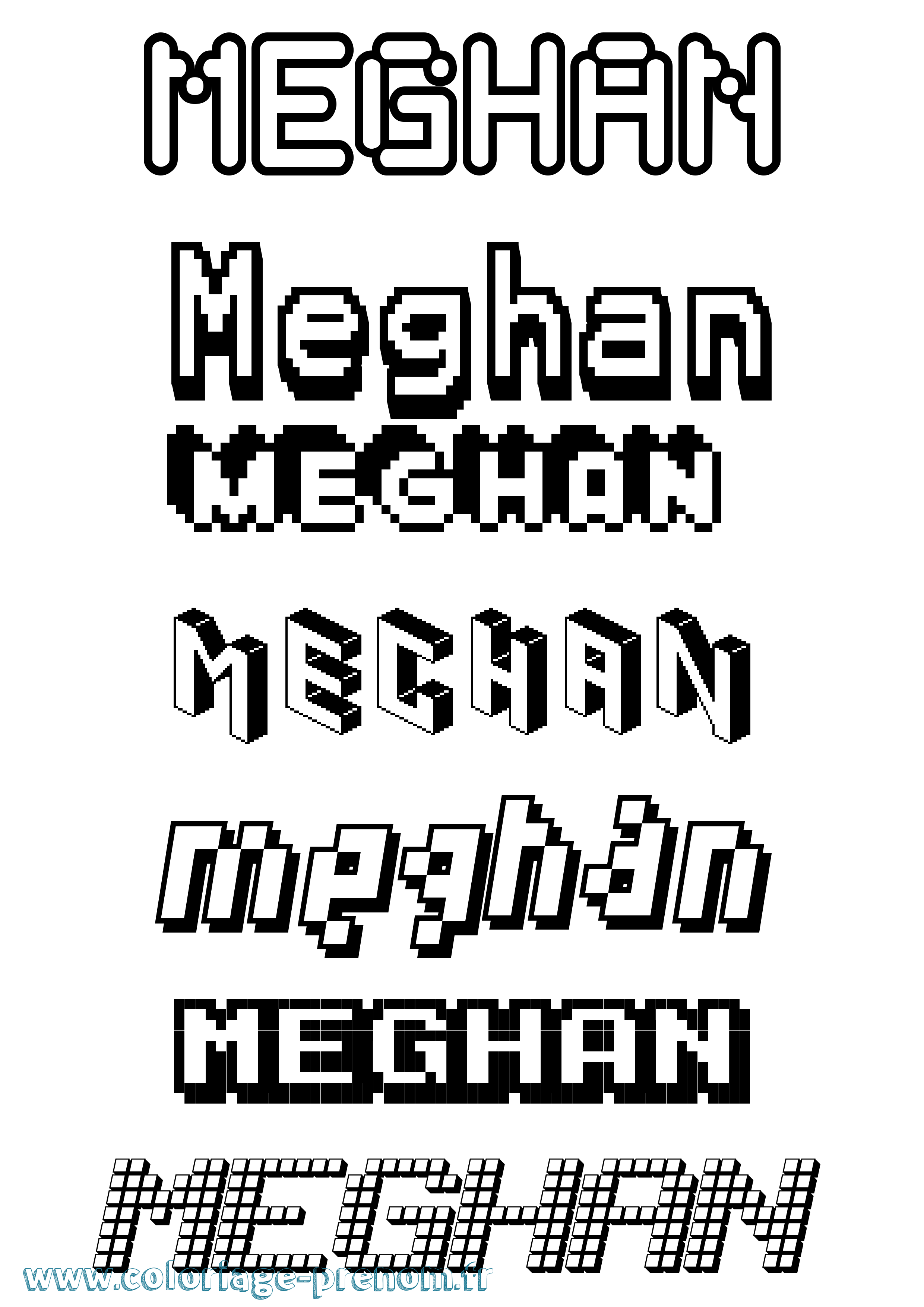 Coloriage Meghan Pixel Coloriage prénom Meghan Pixel