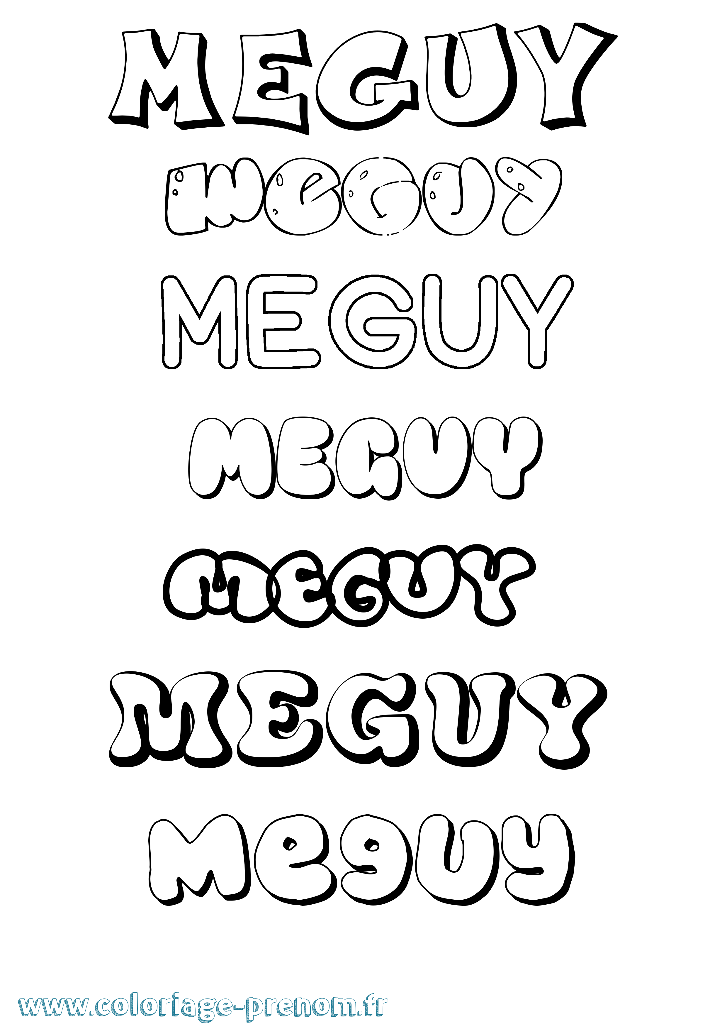 Coloriage Meguy Bubble Coloriage prénom Meguy Bubble