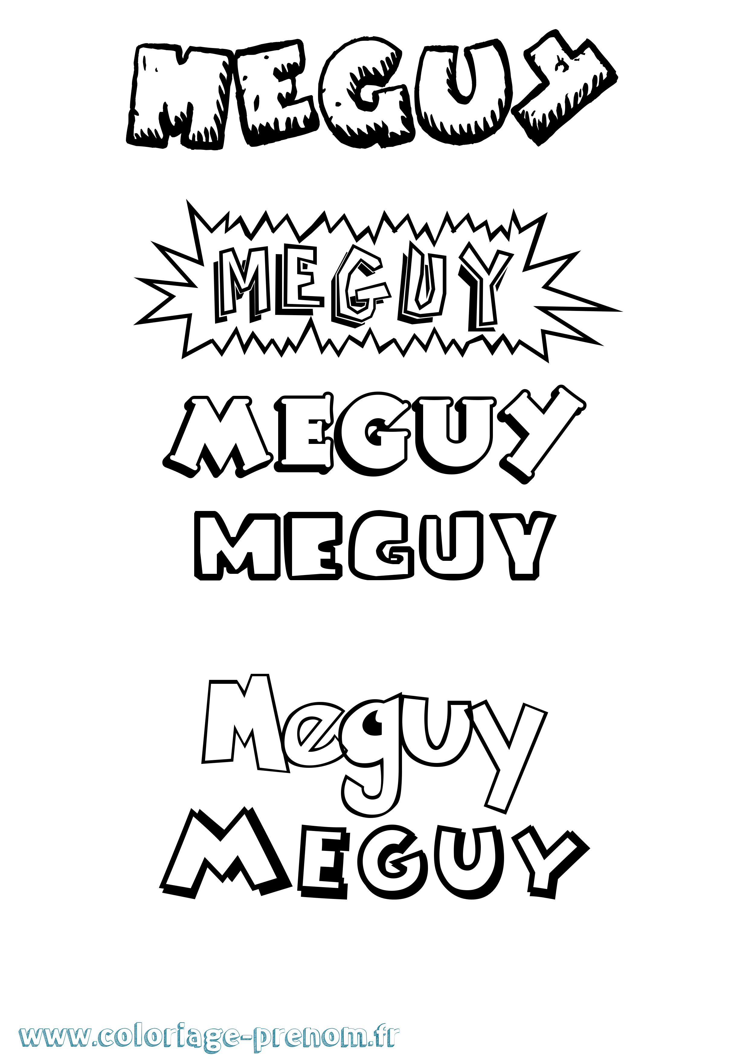 Coloriage Meguy Dessin Animé Coloriage prénom Meguy Dessin Animé