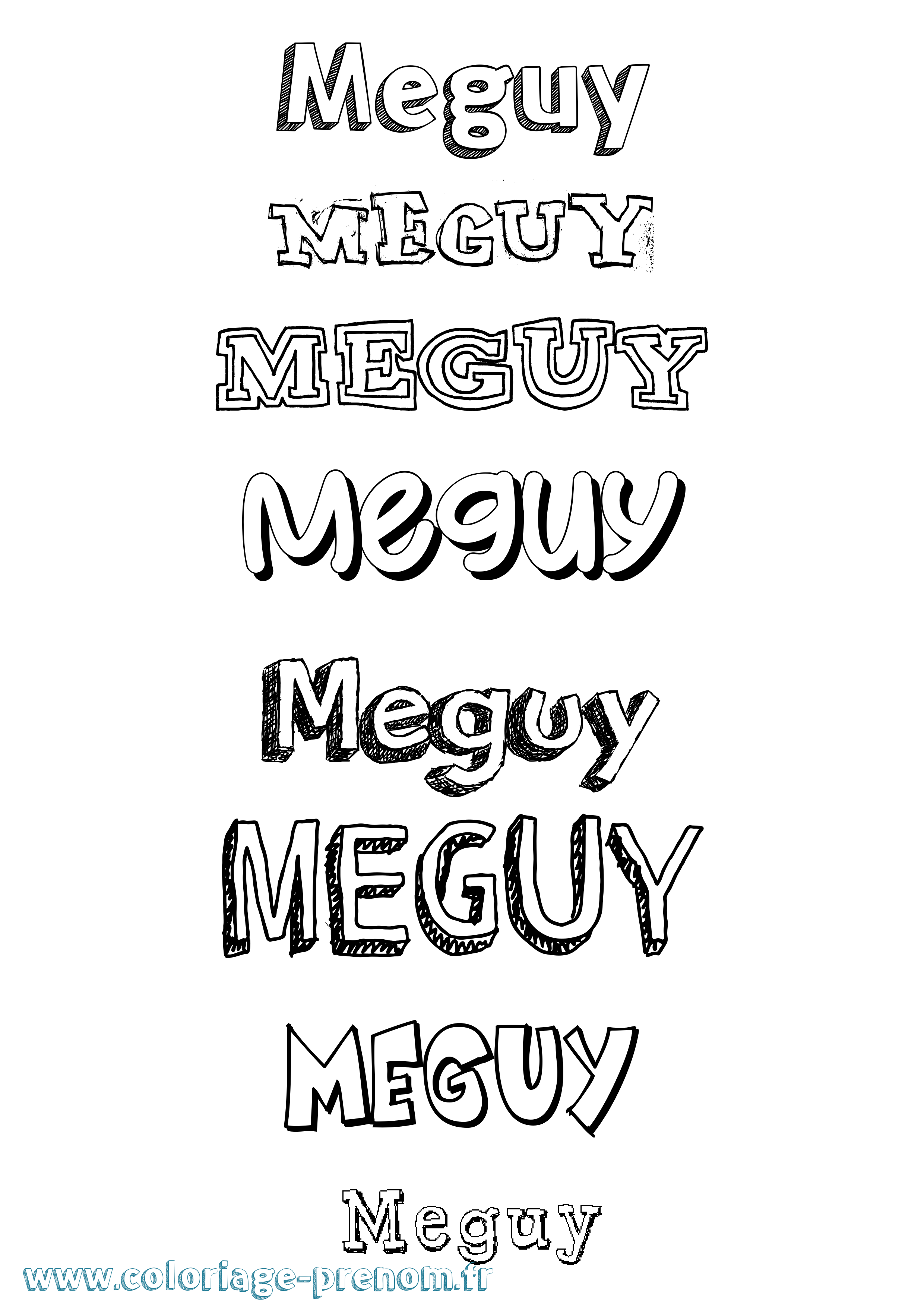 Coloriage Meguy Dessiné Coloriage prénom Meguy Dessiné