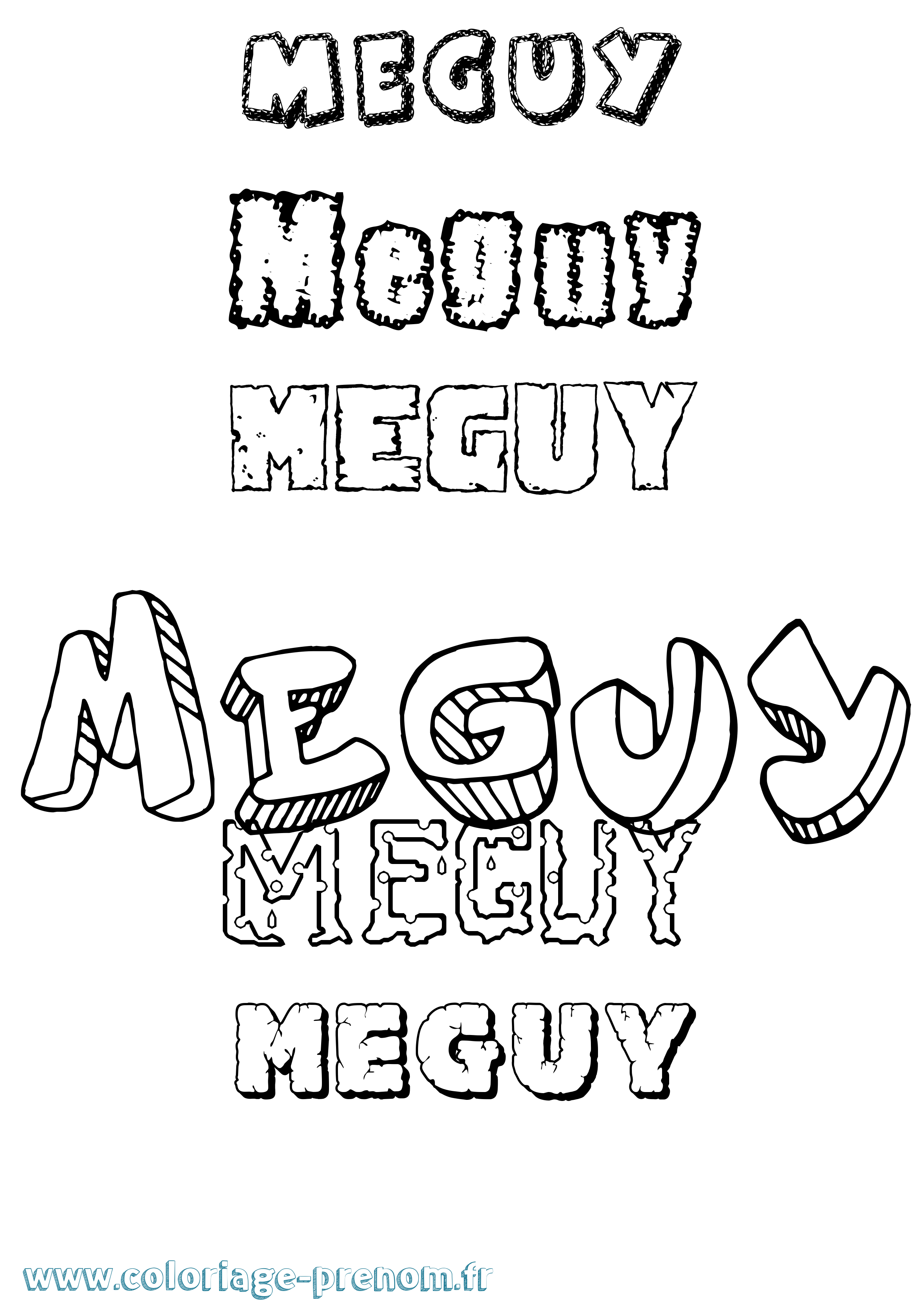 Coloriage Meguy Destructuré Coloriage prénom Meguy Destructuré