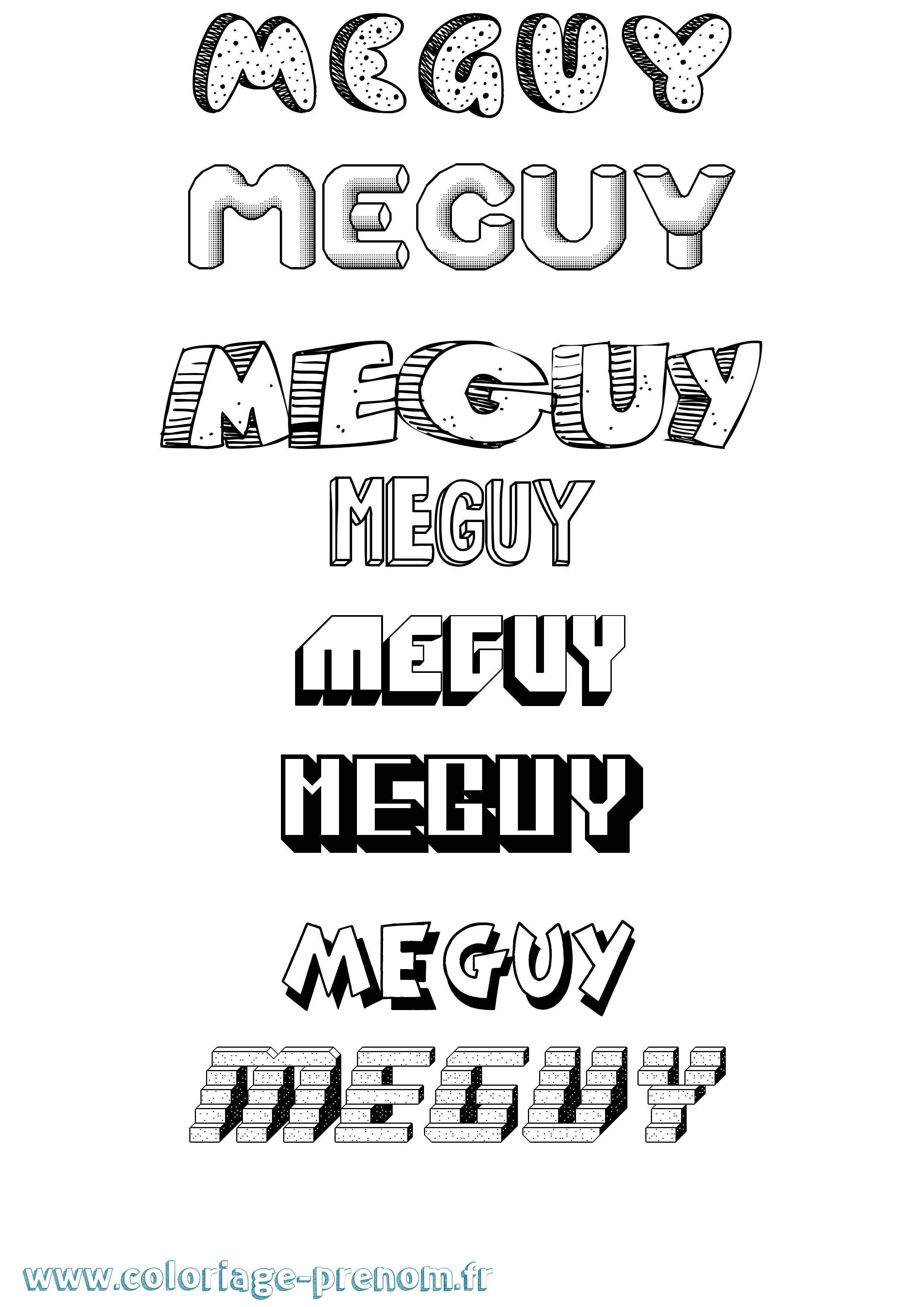 Coloriage Meguy Effet 3D Coloriage prénom Meguy Effet 3D