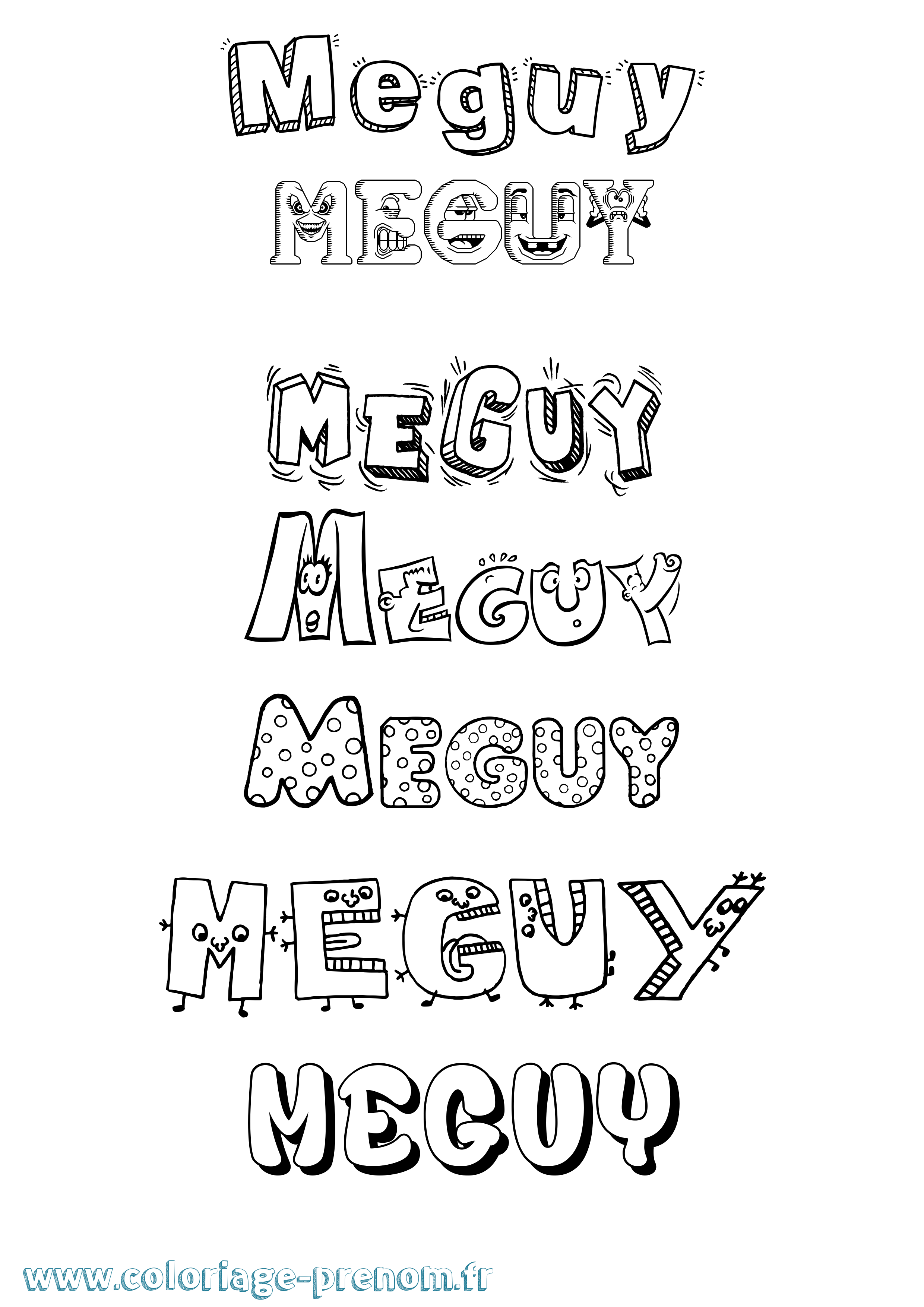 Coloriage Meguy Fun Coloriage prénom Meguy Fun