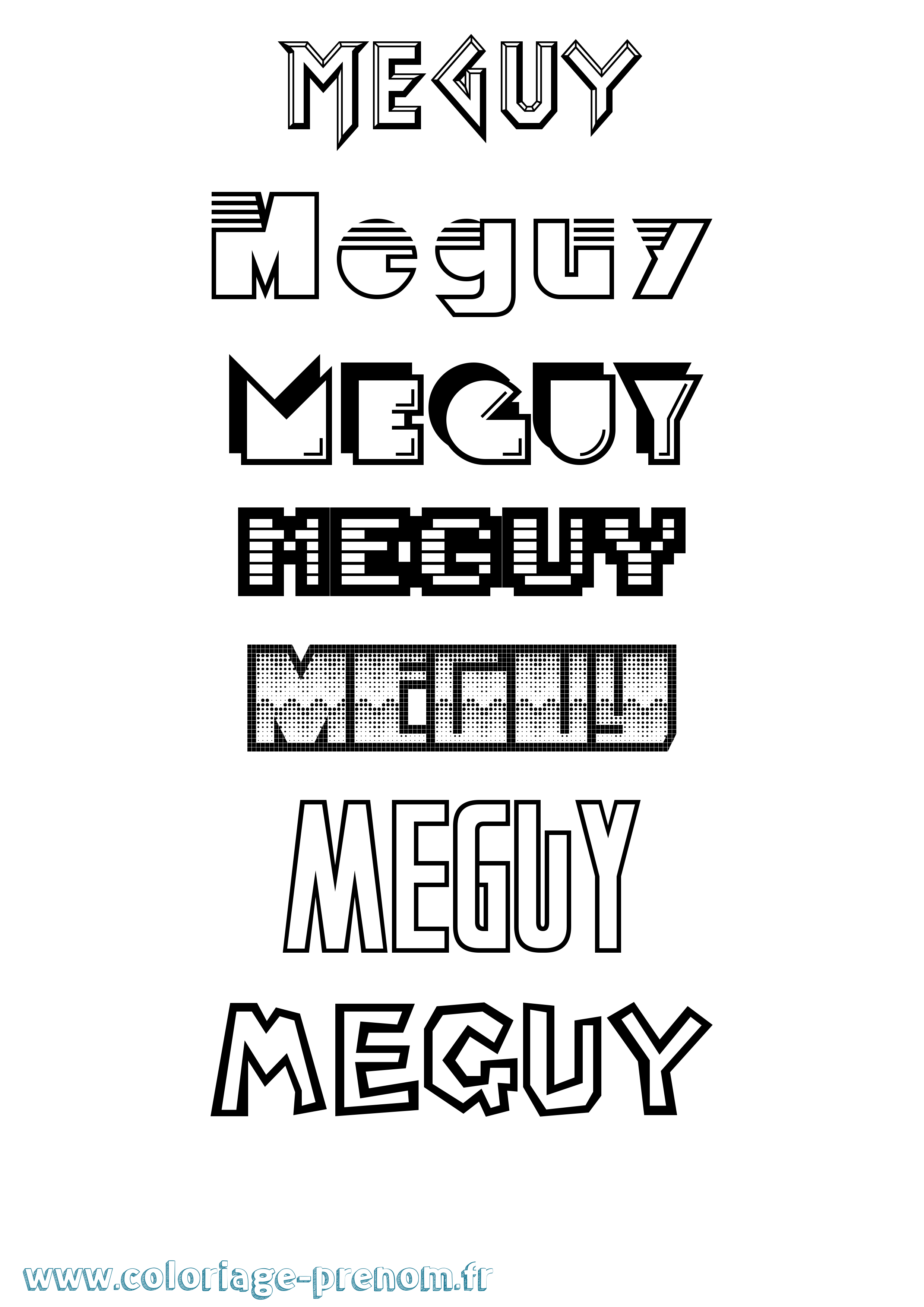 Coloriage Meguy Jeux Vidéos Coloriage prénom Meguy Jeux Vidéos