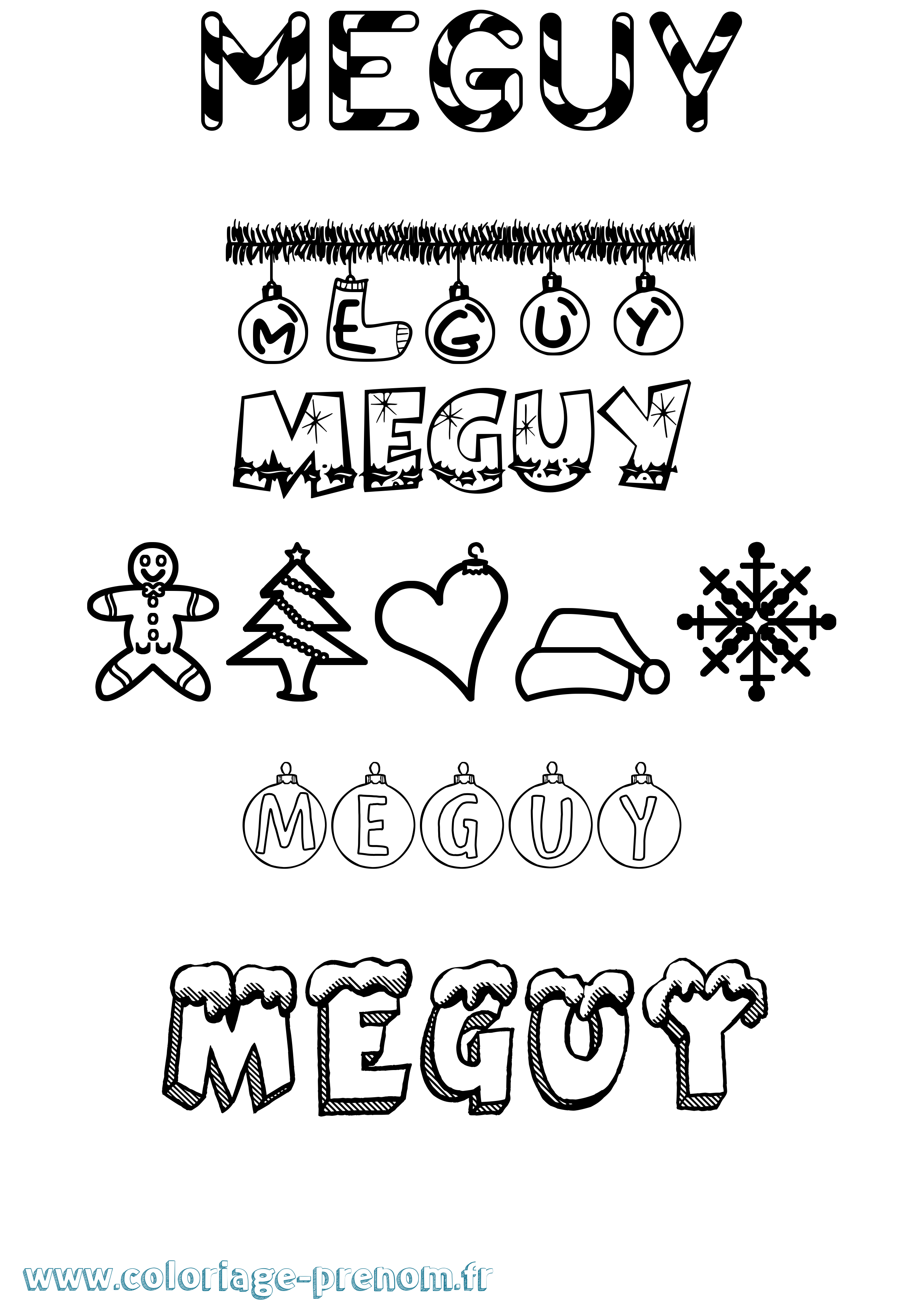 Coloriage Meguy Noël Coloriage prénom Meguy Noël