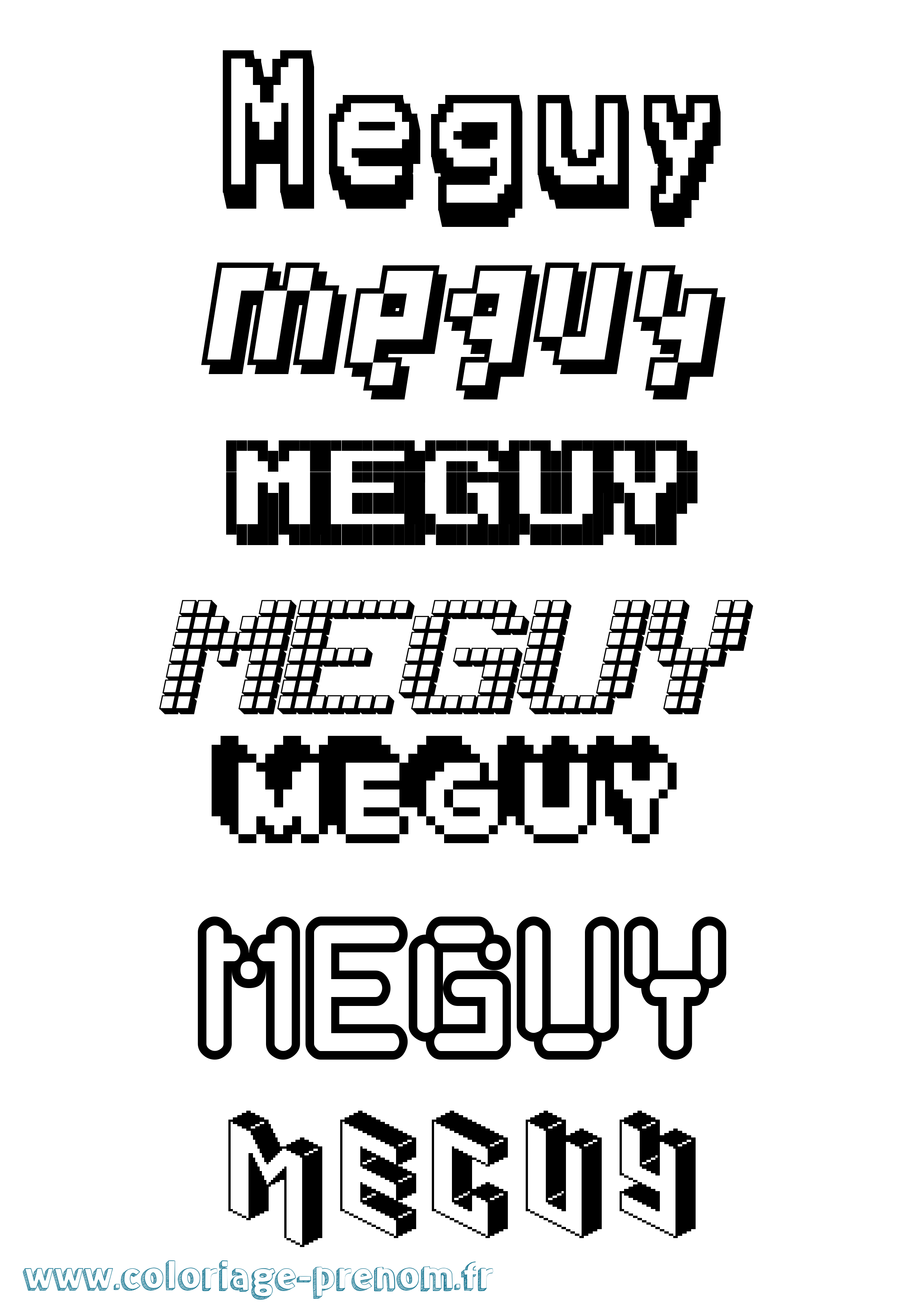Coloriage Meguy Pixel Coloriage prénom Meguy Pixel