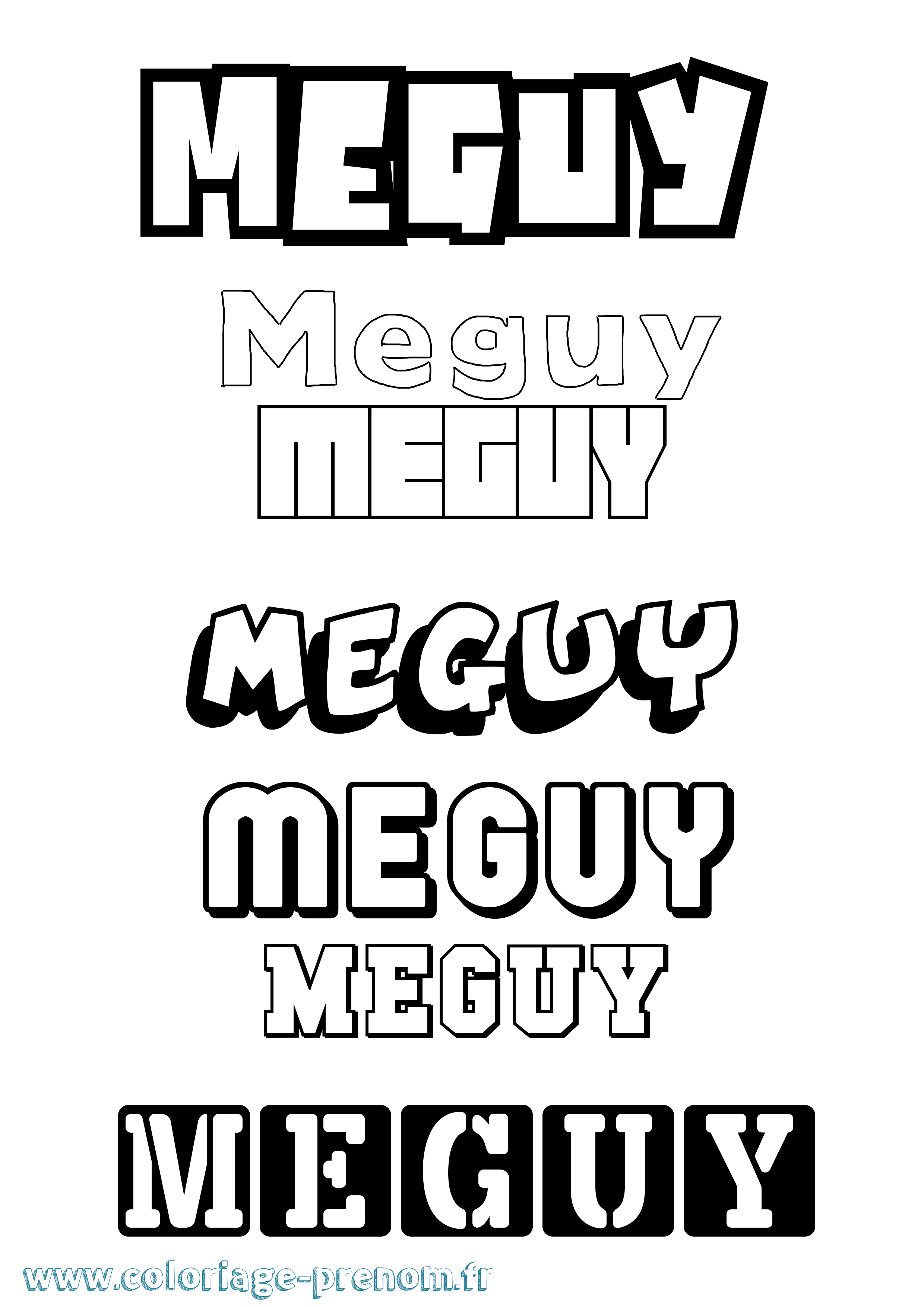 Coloriage Meguy Simple Coloriage prénom Meguy Simple