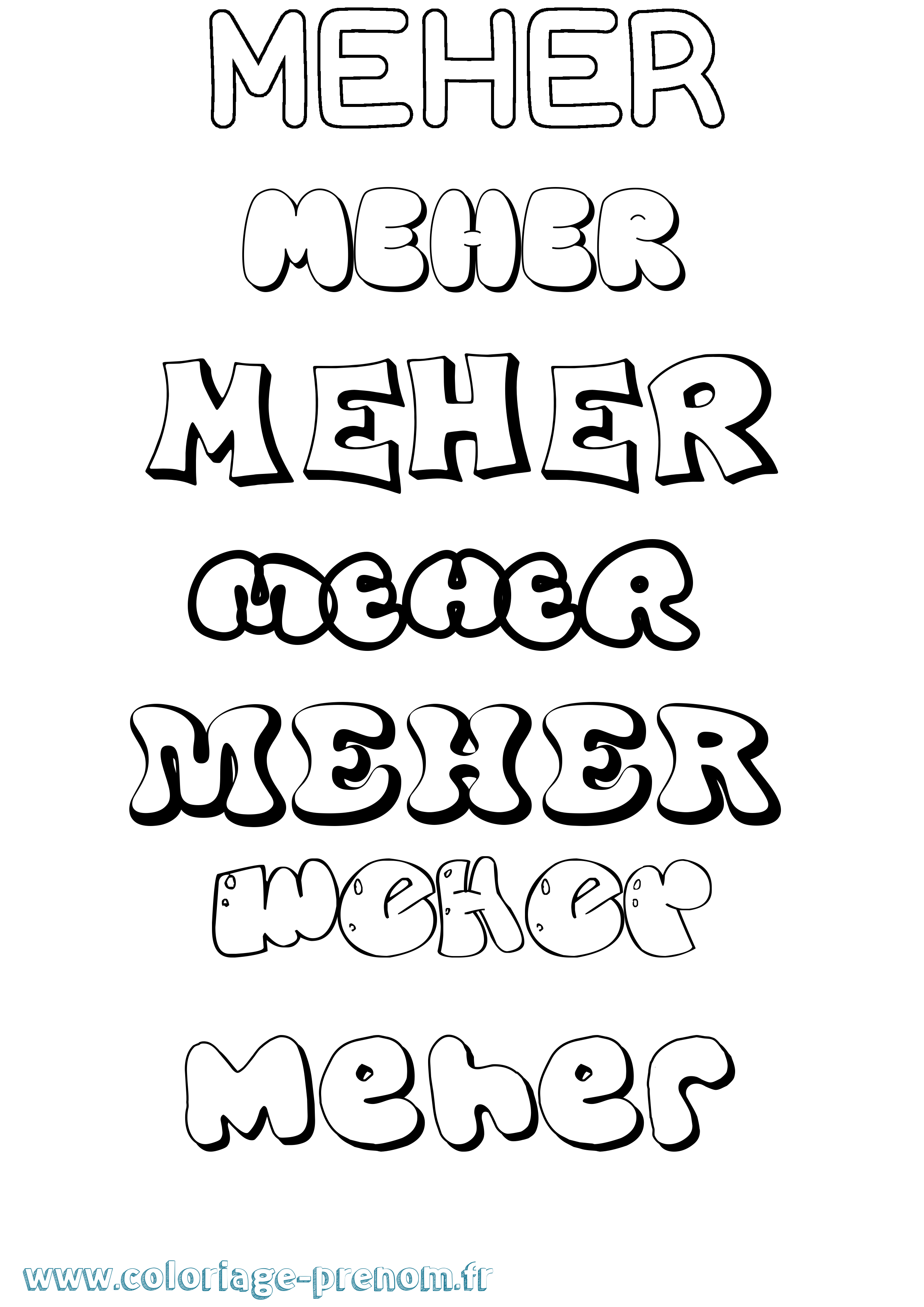 Coloriage Meher Bubble Coloriage prénom Meher Bubble