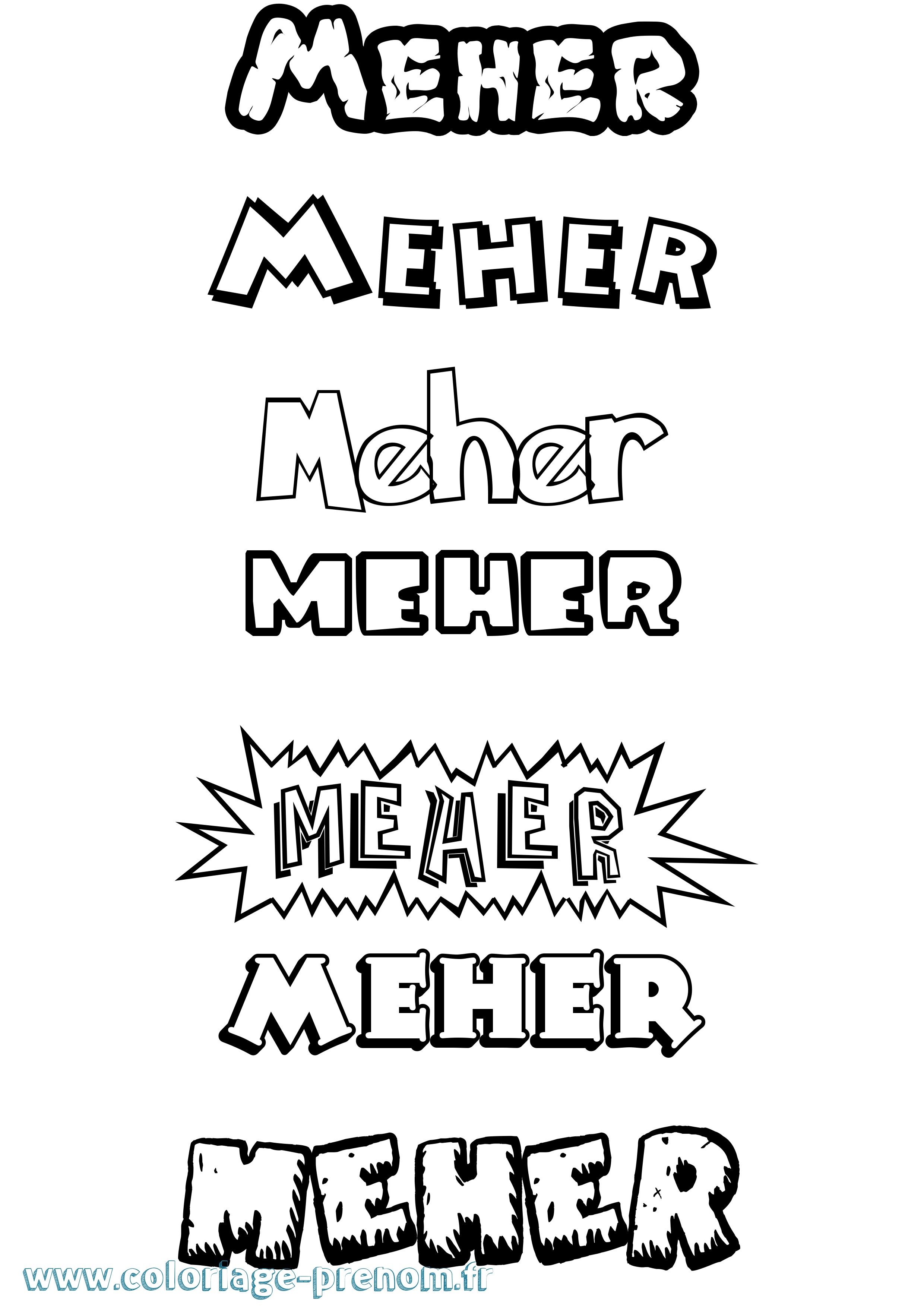 Coloriage Meher Dessin Animé Coloriage prénom Meher Dessin Animé