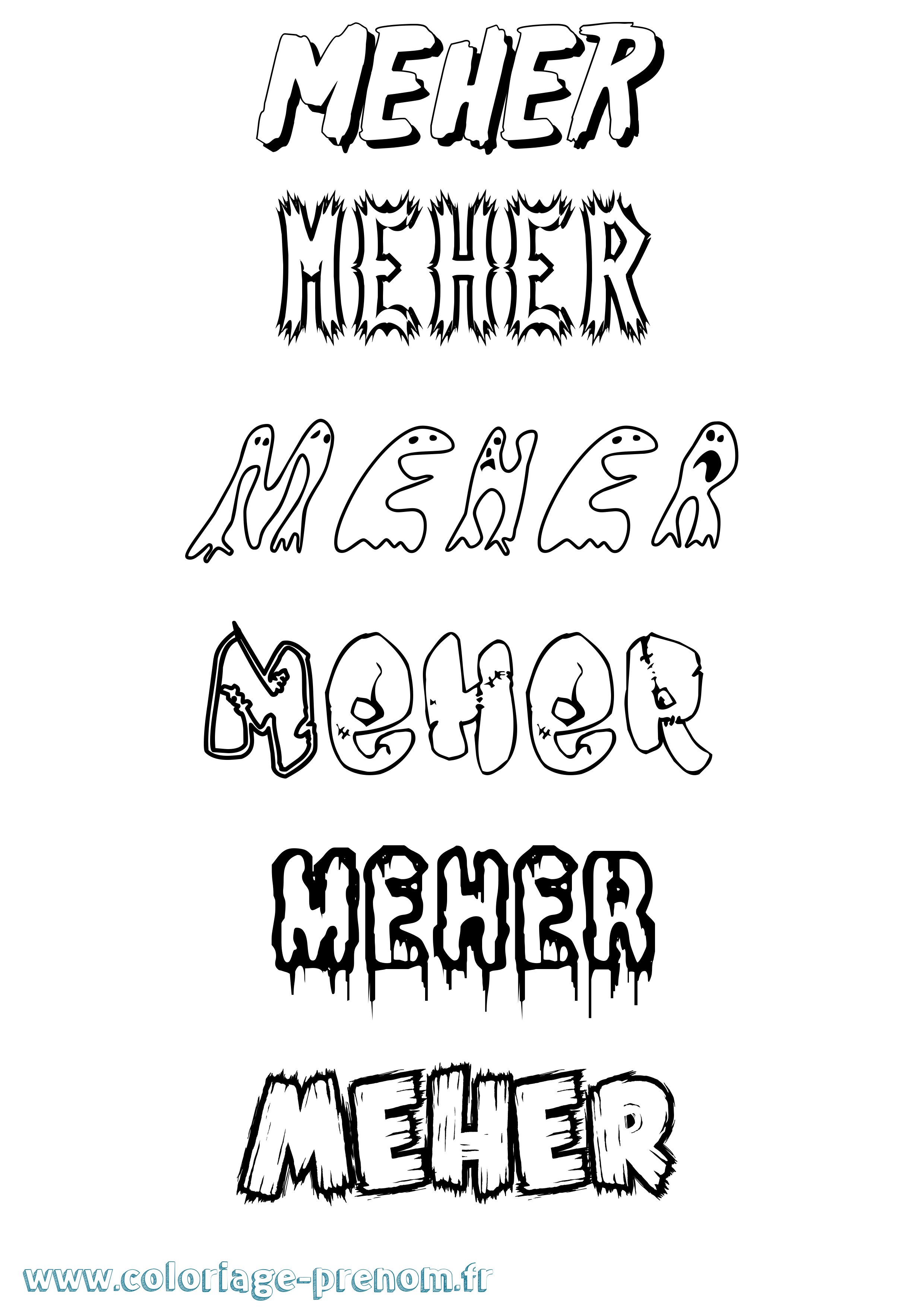 Coloriage Meher Frisson Coloriage prénom Meher Frisson