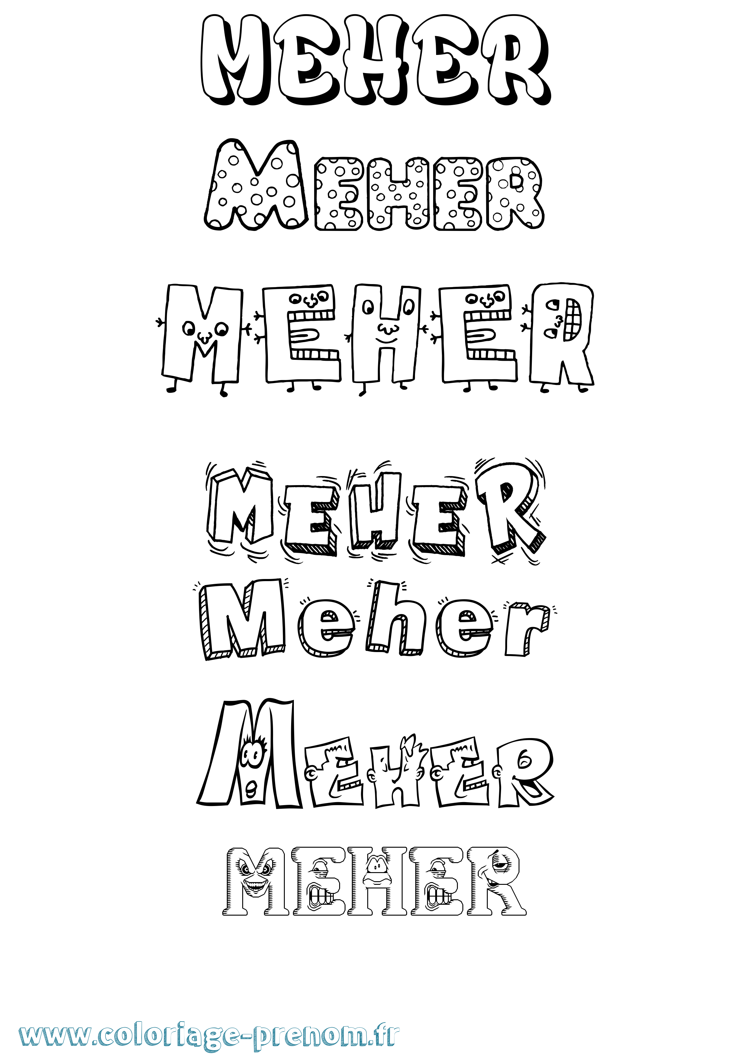 Coloriage Meher Fun Coloriage prénom Meher Fun
