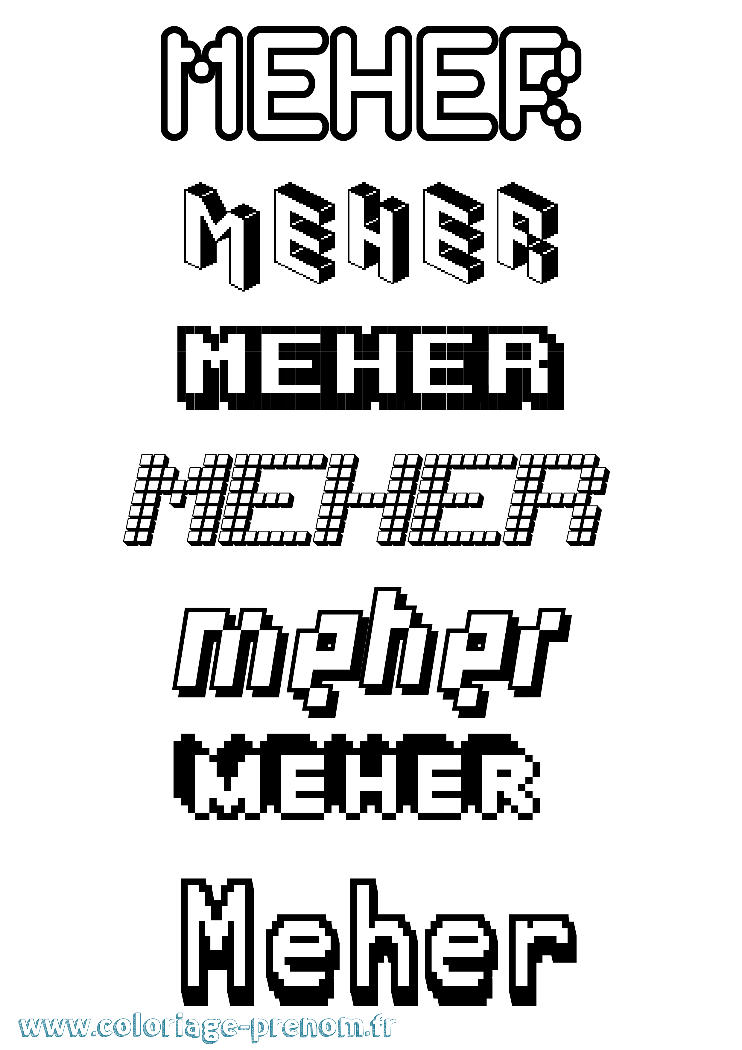 Coloriage Meher Pixel Coloriage prénom Meher Pixel
