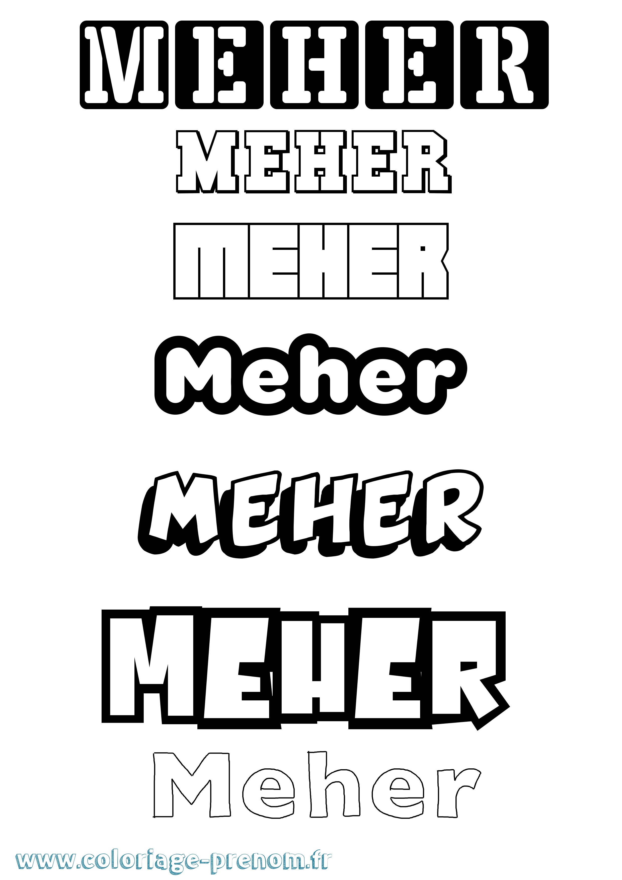Coloriage Meher Simple Coloriage prénom Meher Simple