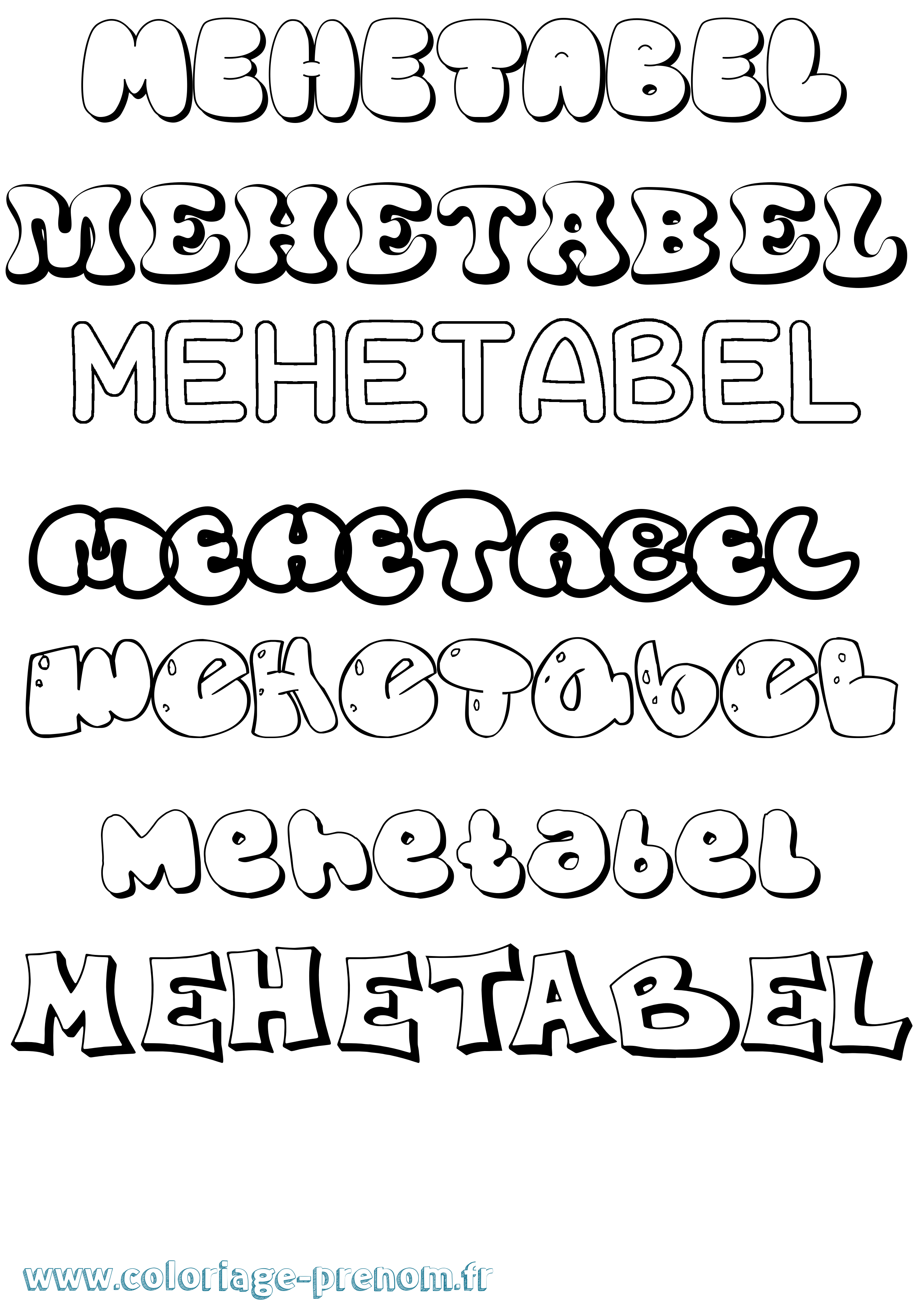 Coloriage Mehetabel Bubble Coloriage prénom Mehetabel Bubble