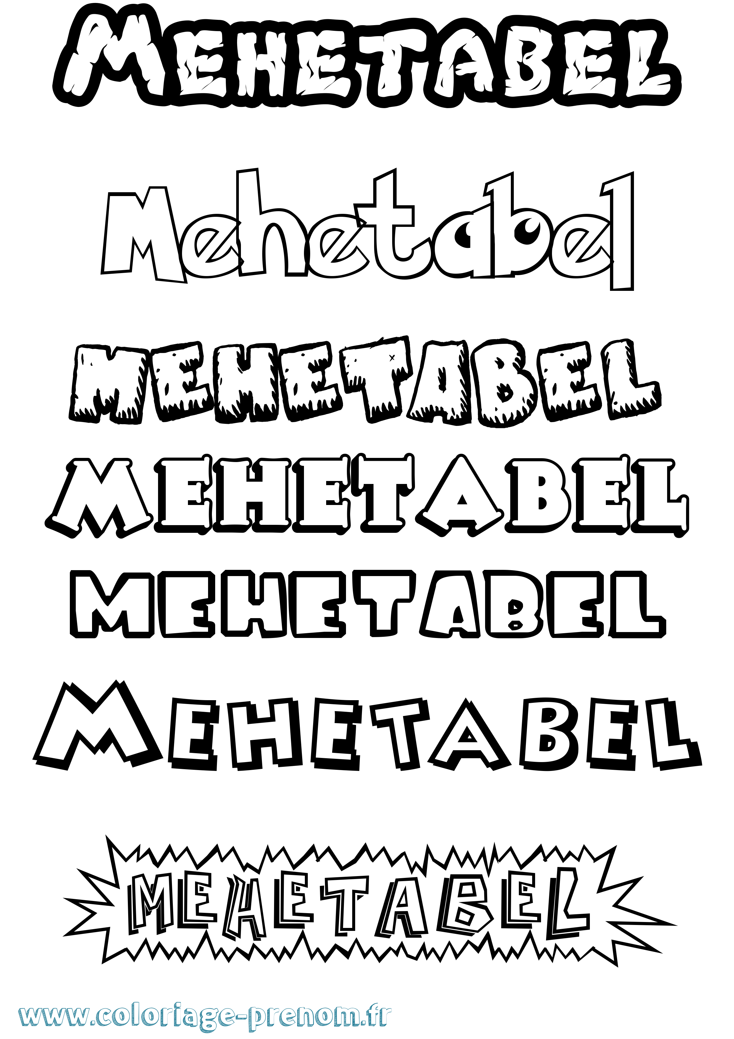 Coloriage Mehetabel Dessin Animé Coloriage prénom Mehetabel Dessin Animé