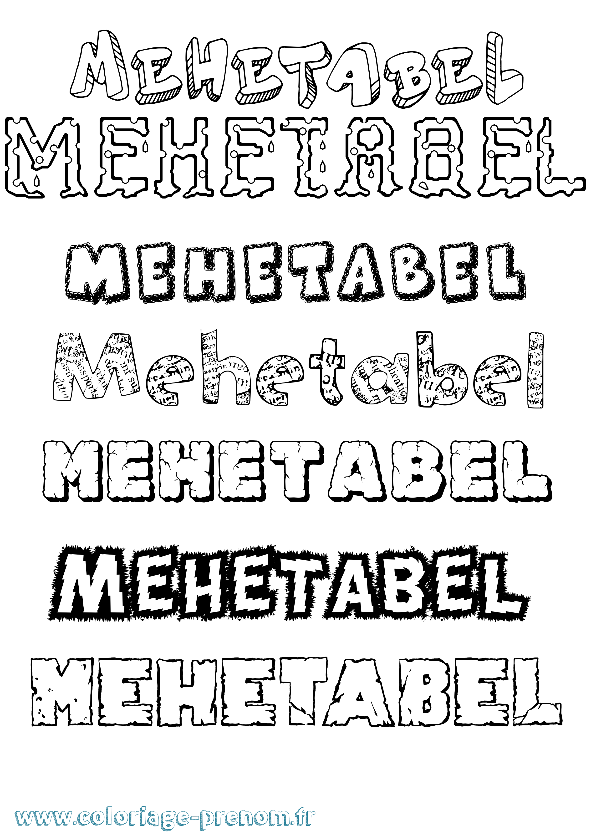 Coloriage Mehetabel Destructuré Coloriage prénom Mehetabel Destructuré