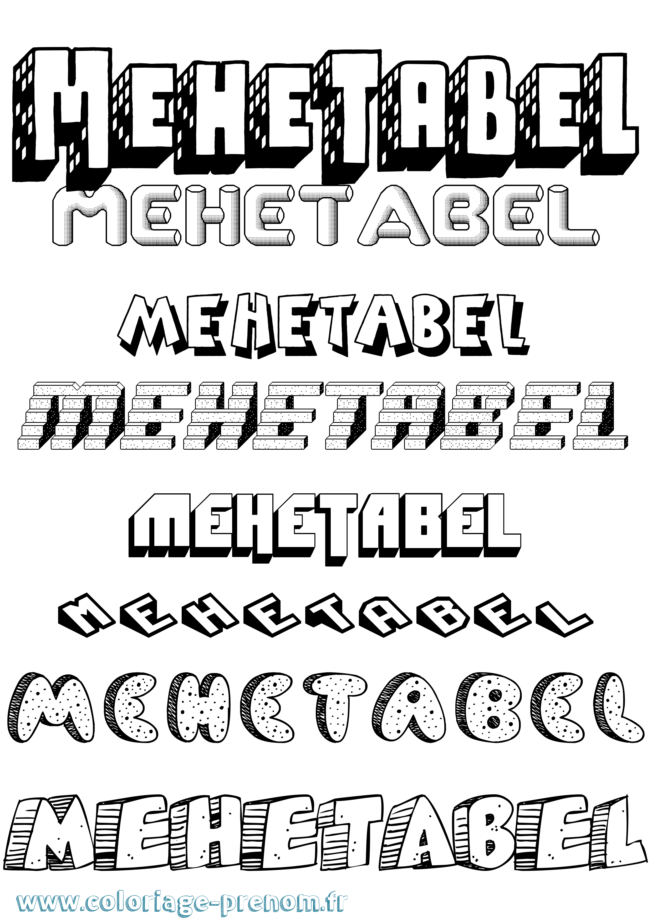 Coloriage Mehetabel Effet 3D Coloriage prénom Mehetabel Effet 3D
