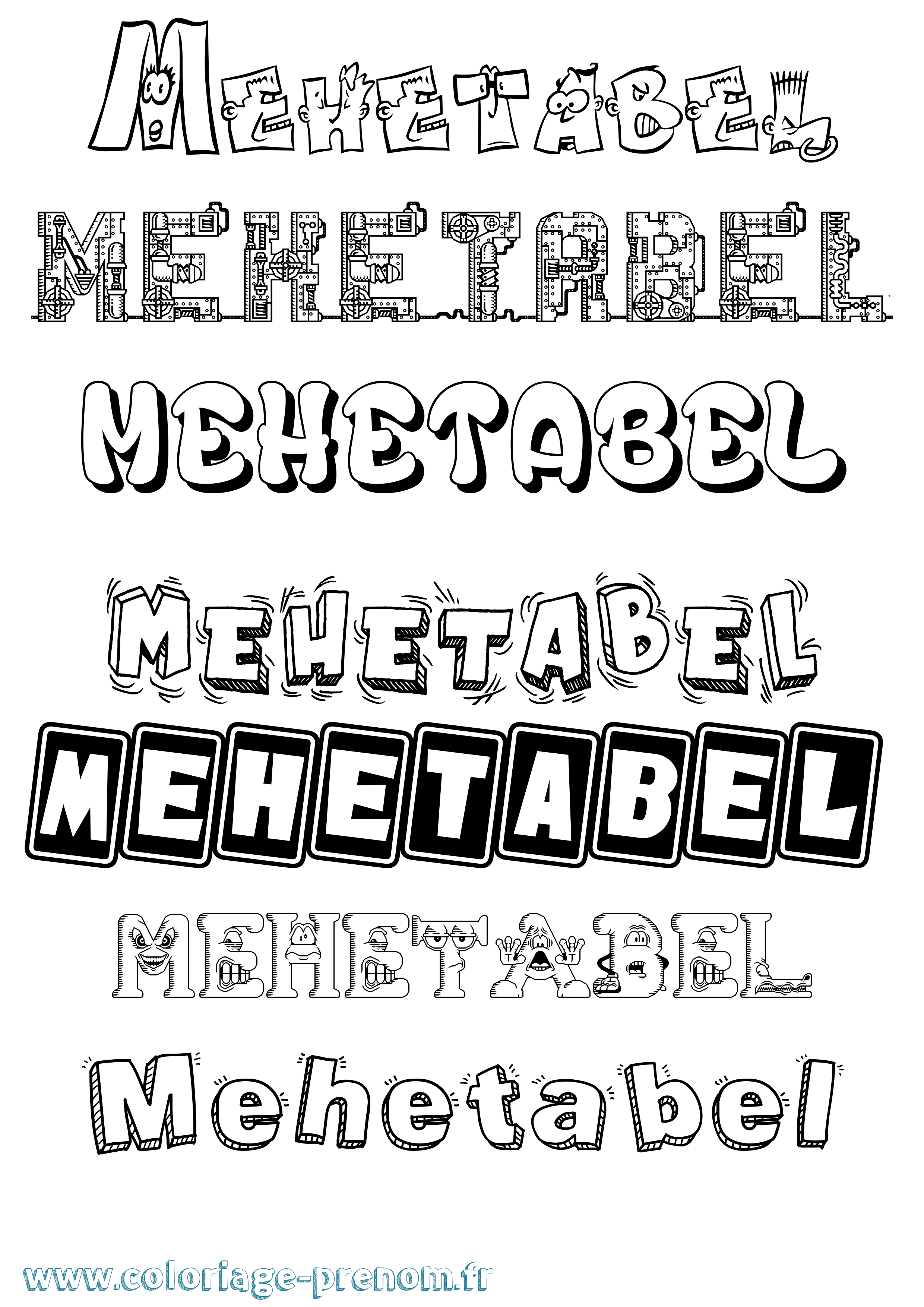 Coloriage Mehetabel Fun Coloriage prénom Mehetabel Fun